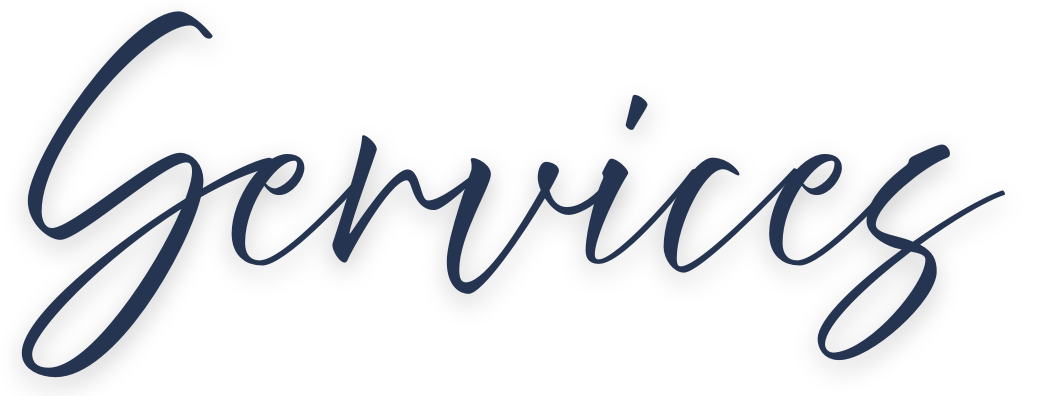 Handwritten text that says 'Services' in navy blue ink.