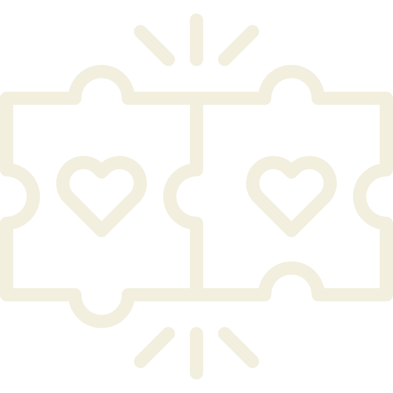 To puslespillbiter med hjerte-ikoner, som passer sammen for å danne en full plakat med en gnist over.