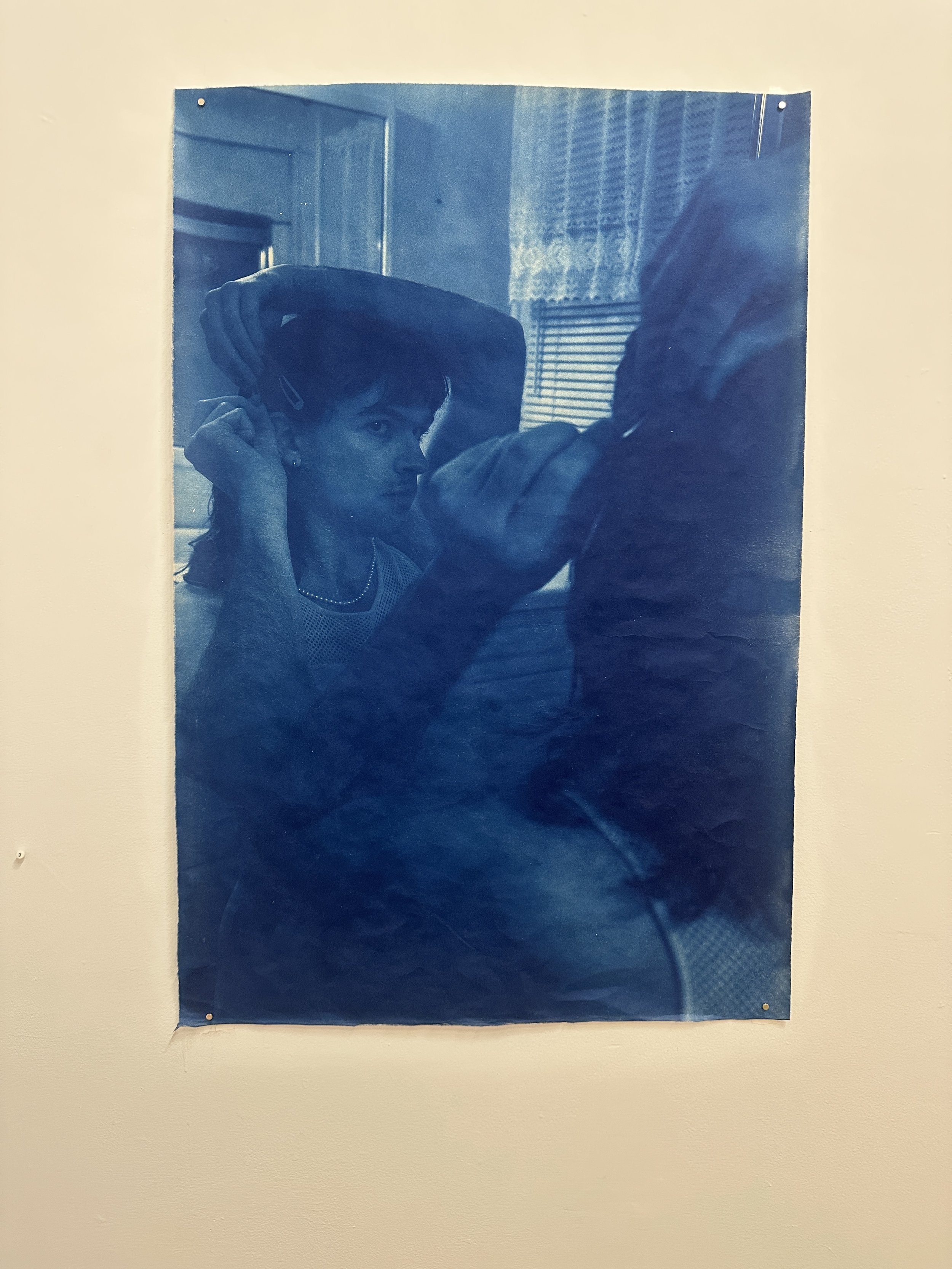 Teddy Dean Lepley III,  Untitled , 2025. Cyanotype on Okawara paper. 34 x 23 inches.