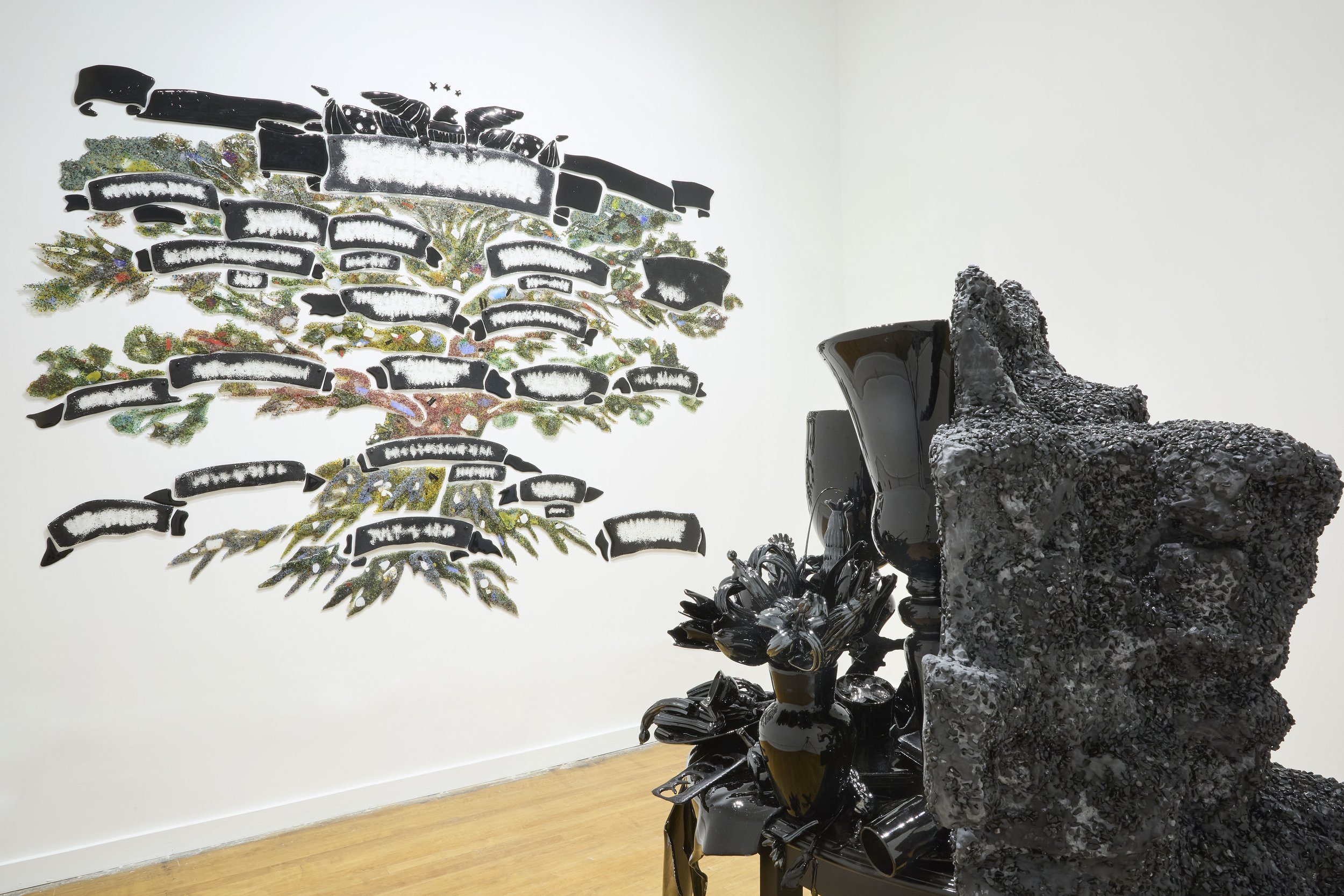 Installation image of  Beth Lipman: The Map is Not the Territory  at One-Off Exhibitions.  Photo credit: Rich Maciejewski.