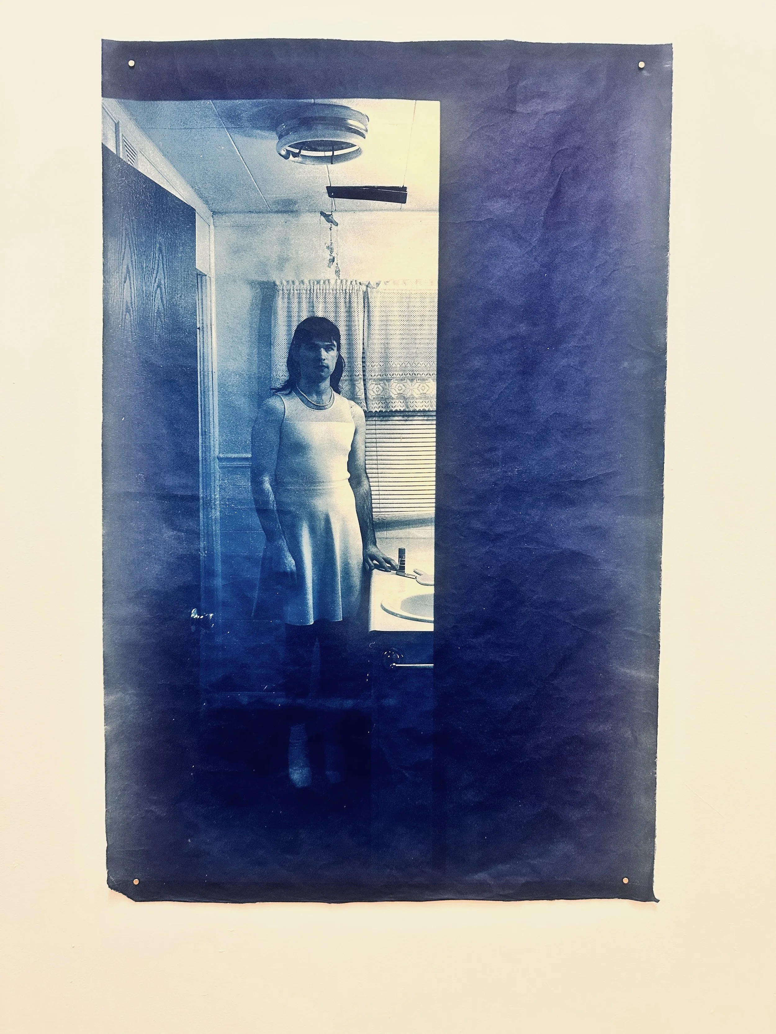 Teddy Dean Lepley III,  Untitled , 2025. Cyanotype on Okawara paper. 35-1/2 x 23 inches.