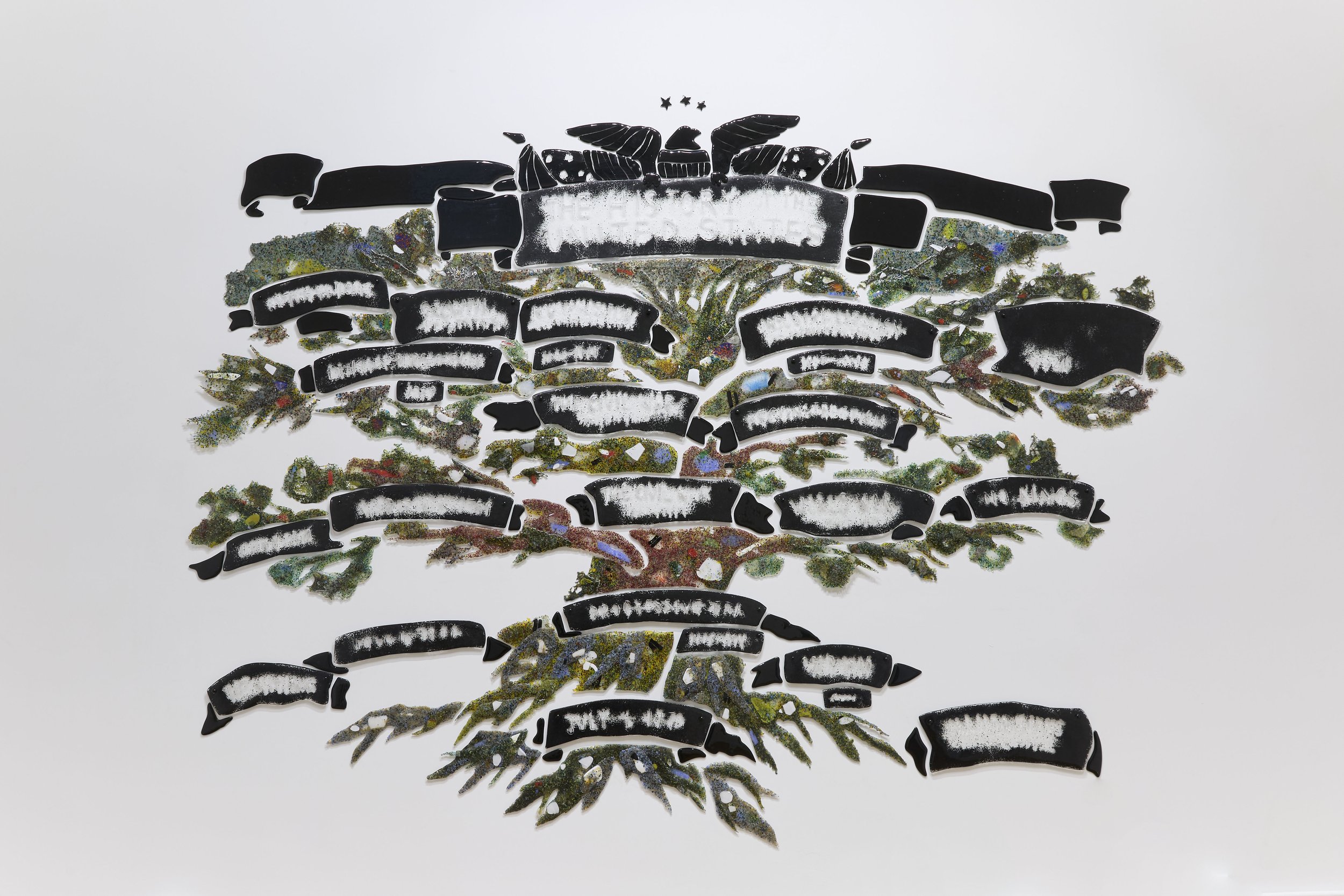 Beth Lipman,  The Map is Not the Territory , 2026.  Glass, metal, and adhesive  87 x 114 inches  Photo credit: Rich Maciejewski.

