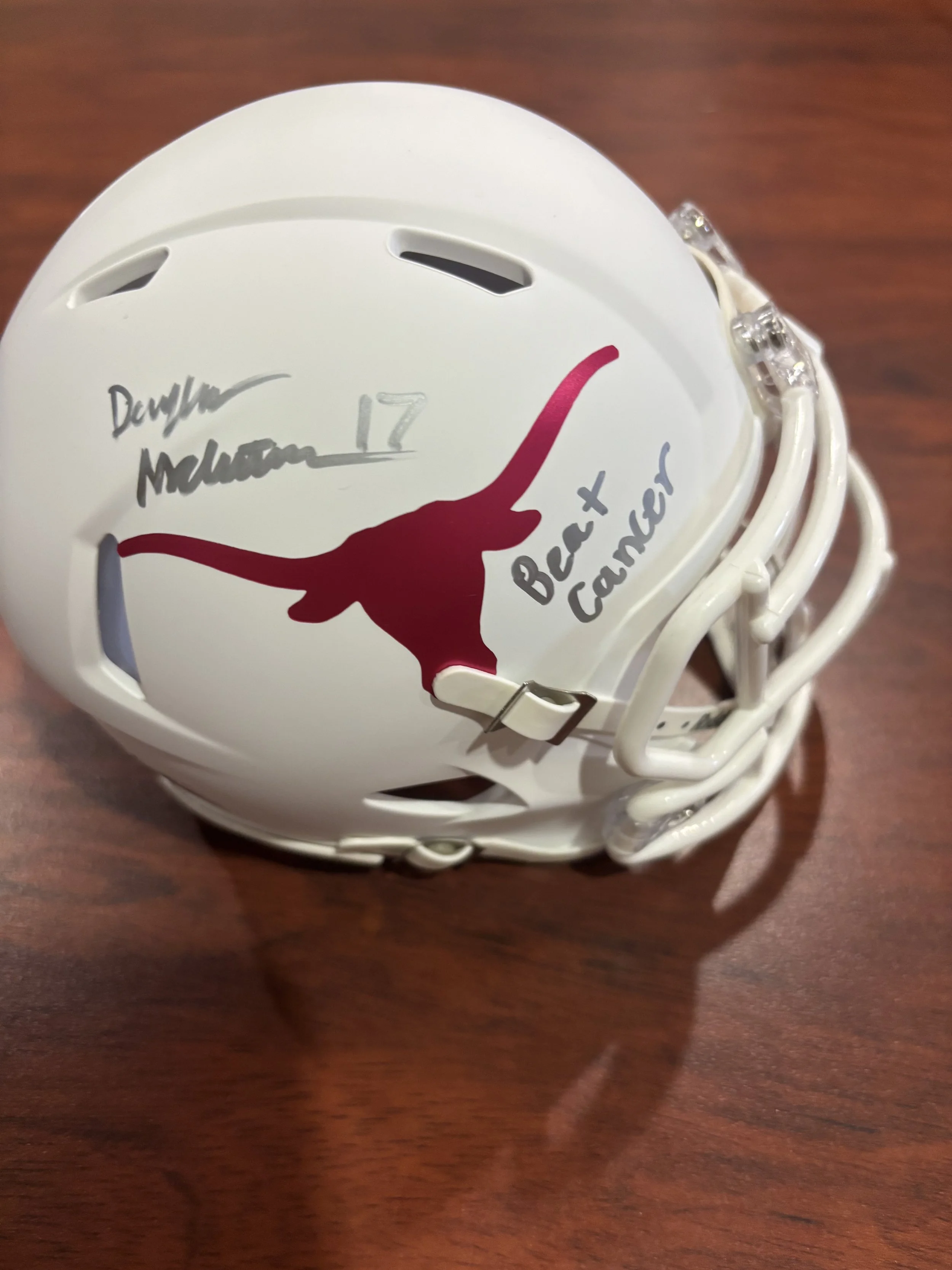 Daylan McCutcheon signed Breast Cancer Awareness Mini Helmet