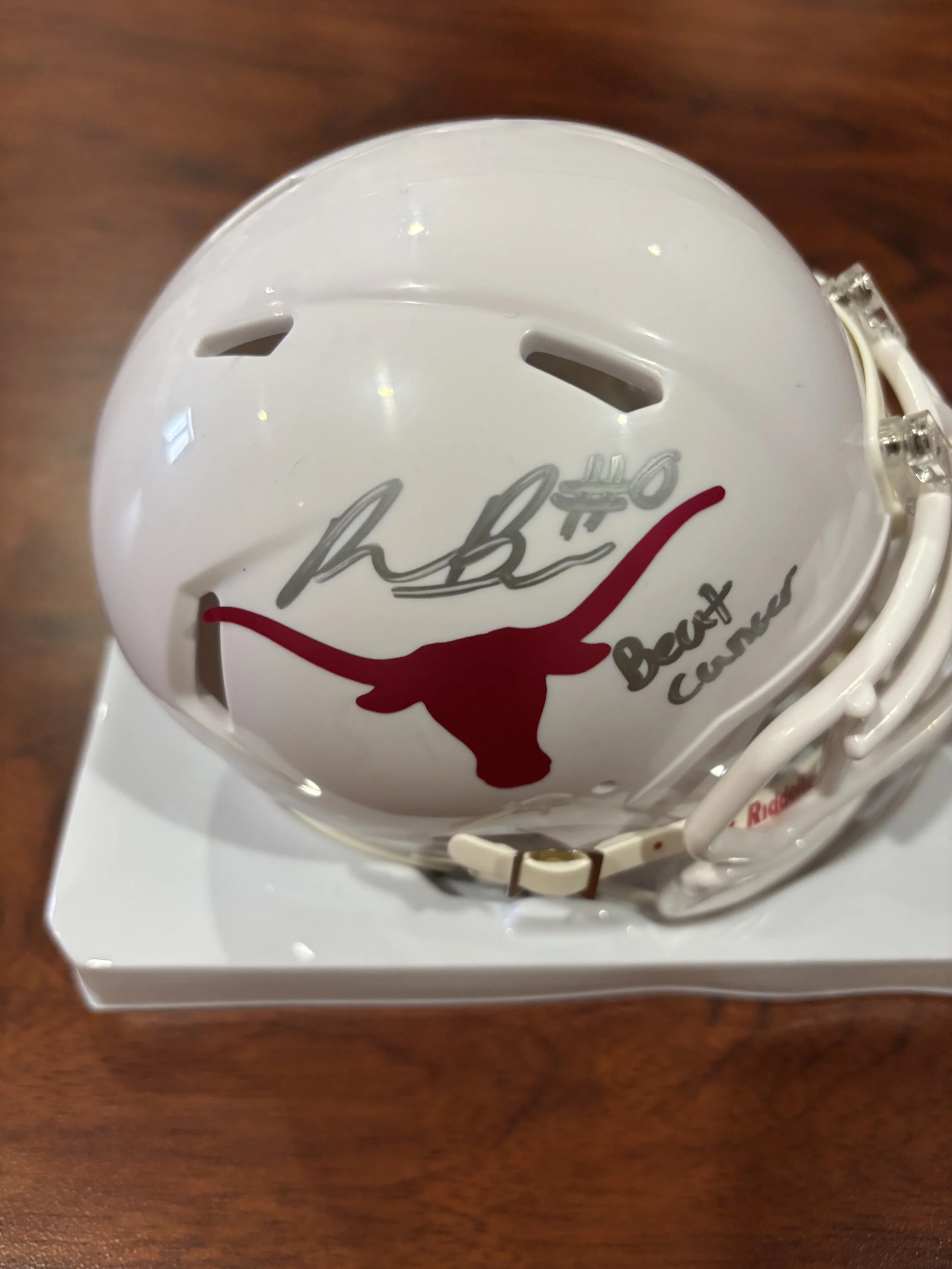 Raleek Brown signed Breast Cancer Awareness Mini Helmet