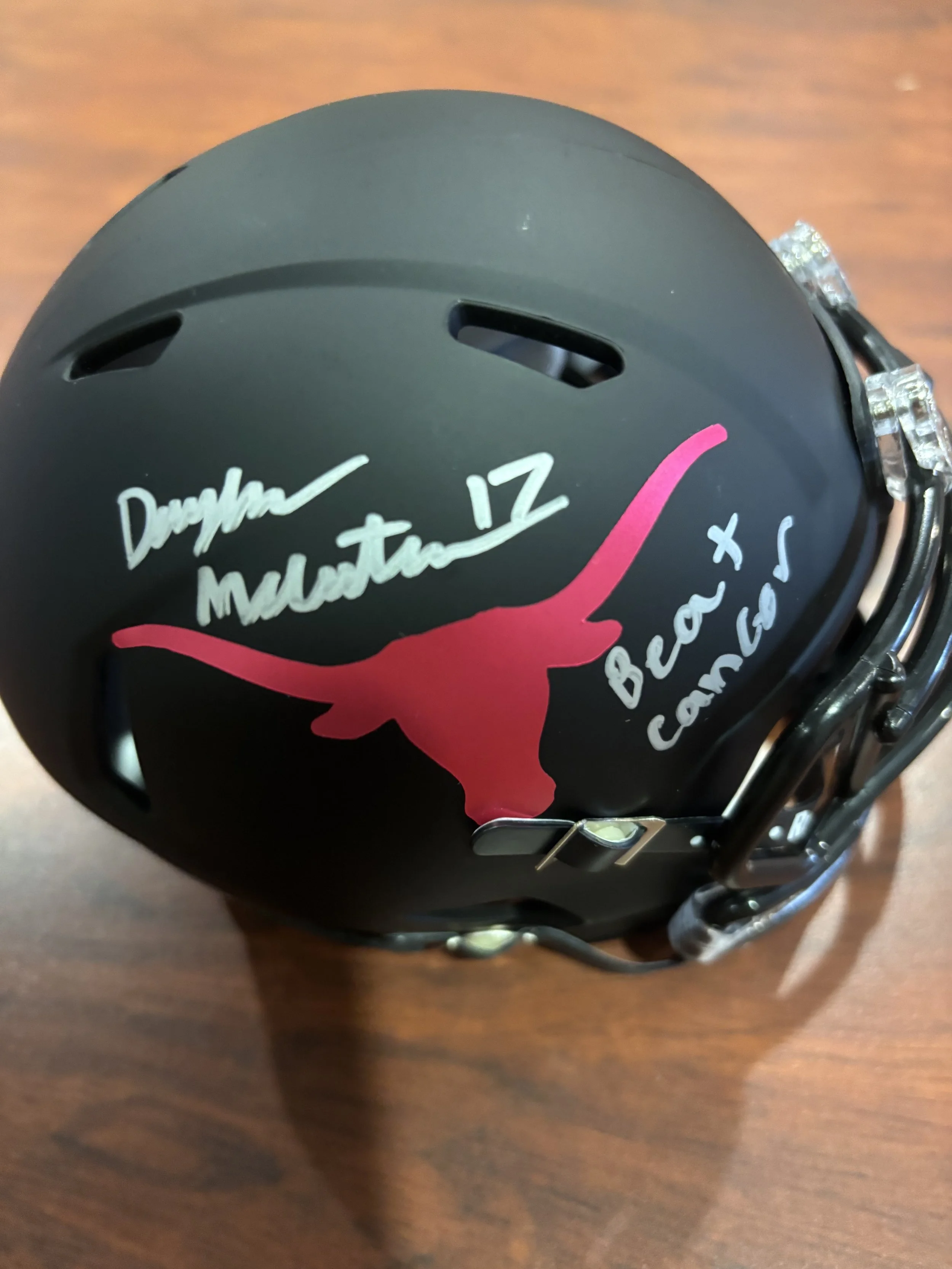 Daylan McCutcheon signed Breast Cancer Awareness Mini Helmet