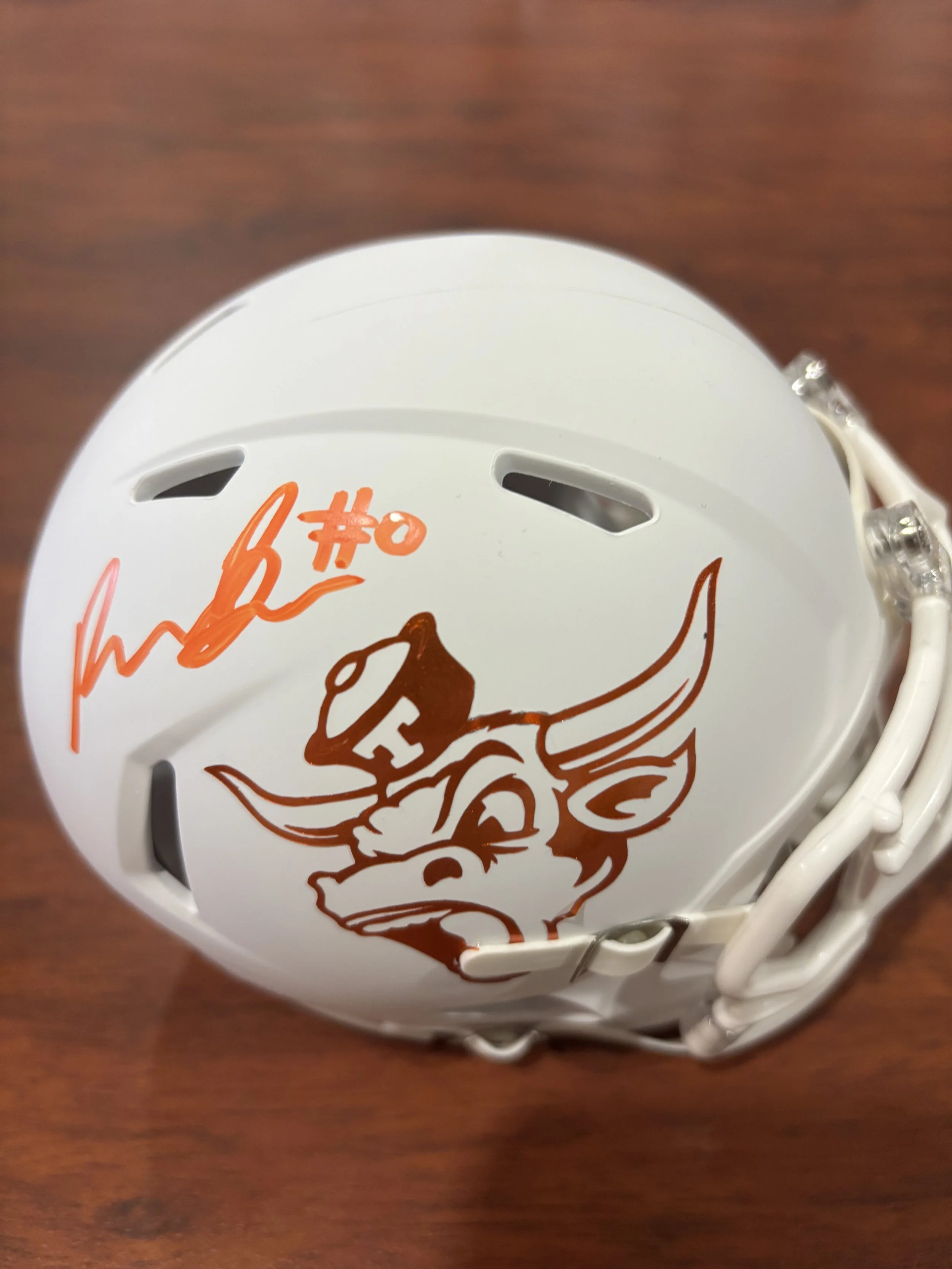Raleek Brown signed  Screaming Bevo Mini Helmet