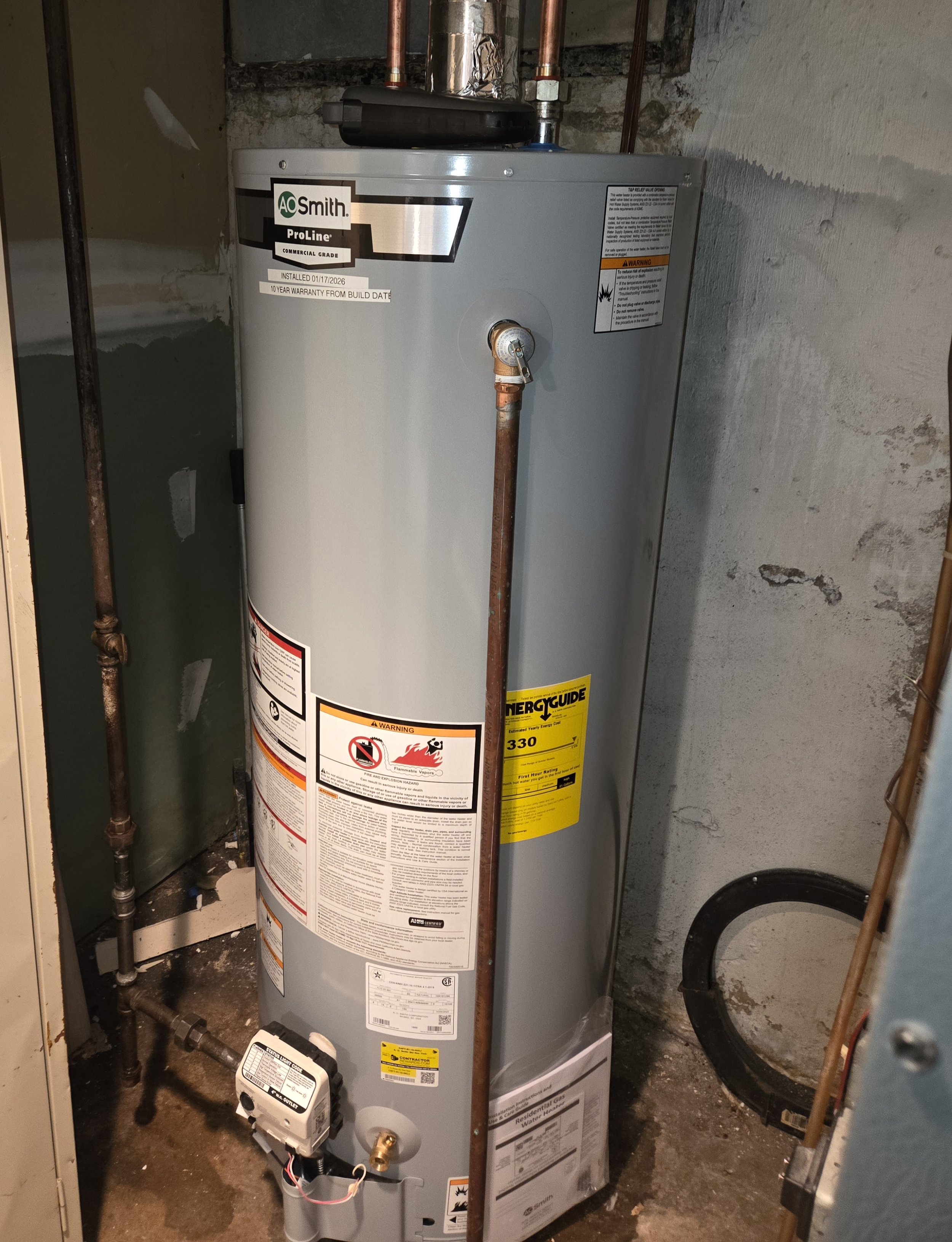 AO Smith Gas Water Heater Installation In Queens. Professionally Done.