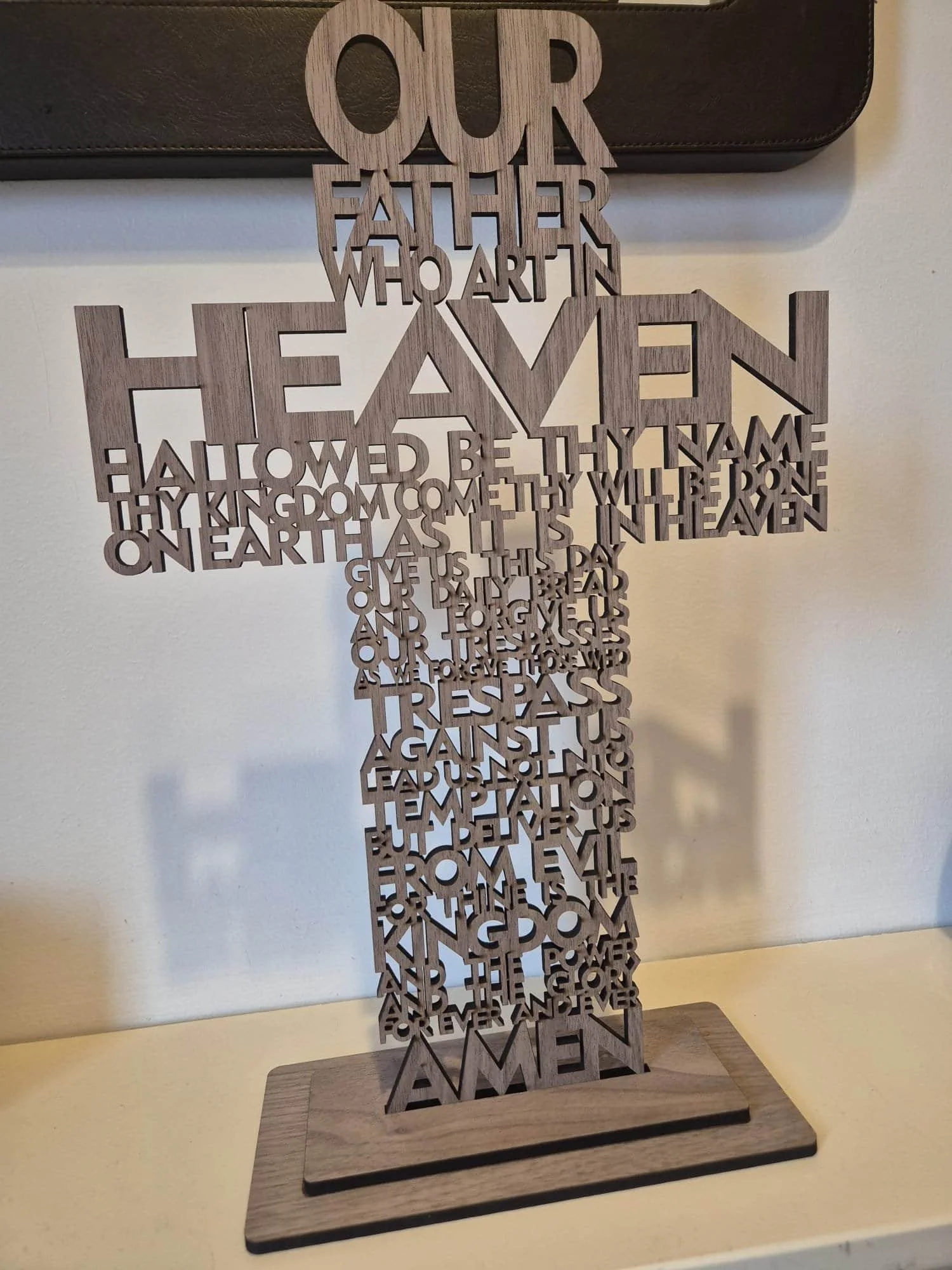 Lords Prayer Walnut wood cross