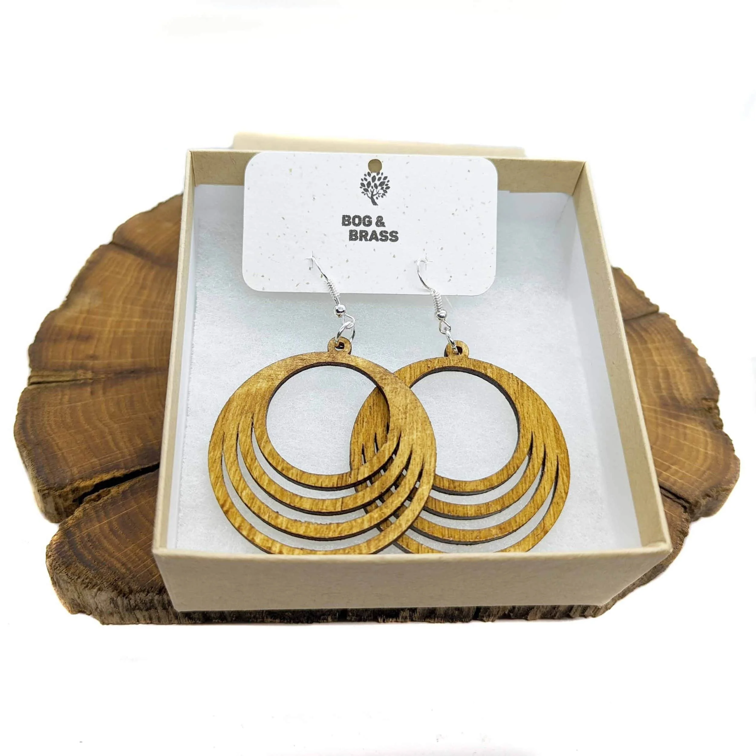 wooden fanned earrings