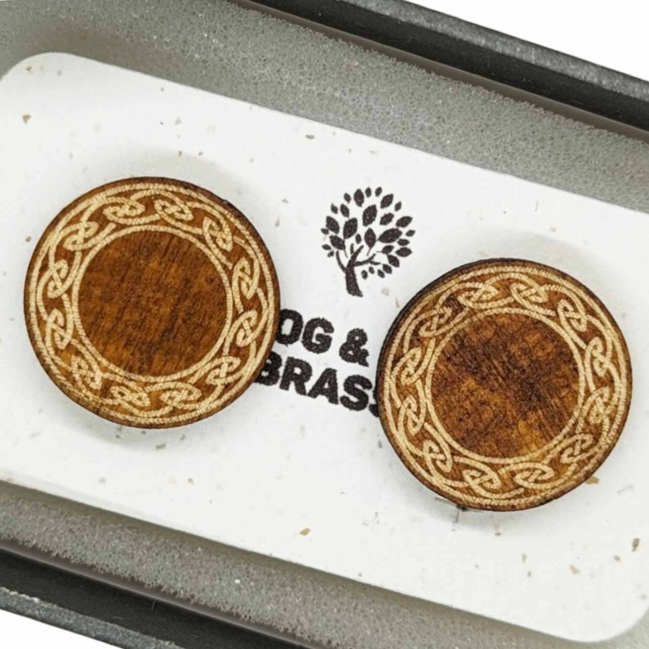 Celtic scrollwork wooden studs