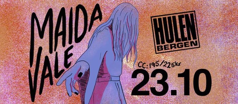 Psychedelic illustrated concert facebook event header for Maidavale line art graphic design punk rock