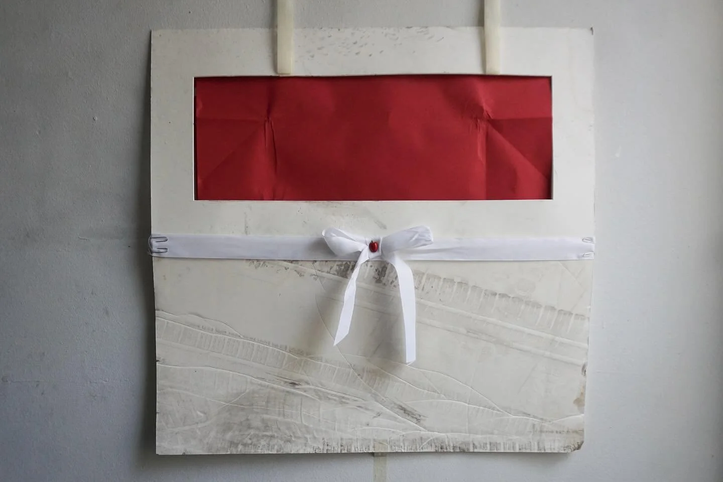 Present From the Big Apple (PFBA) 
Found Discarded Driven Over Board, Gifted William Sonoma Wrapping Paper, White Ribbon, Apple Pin from Chelsea Flea 

C2tM - 2024