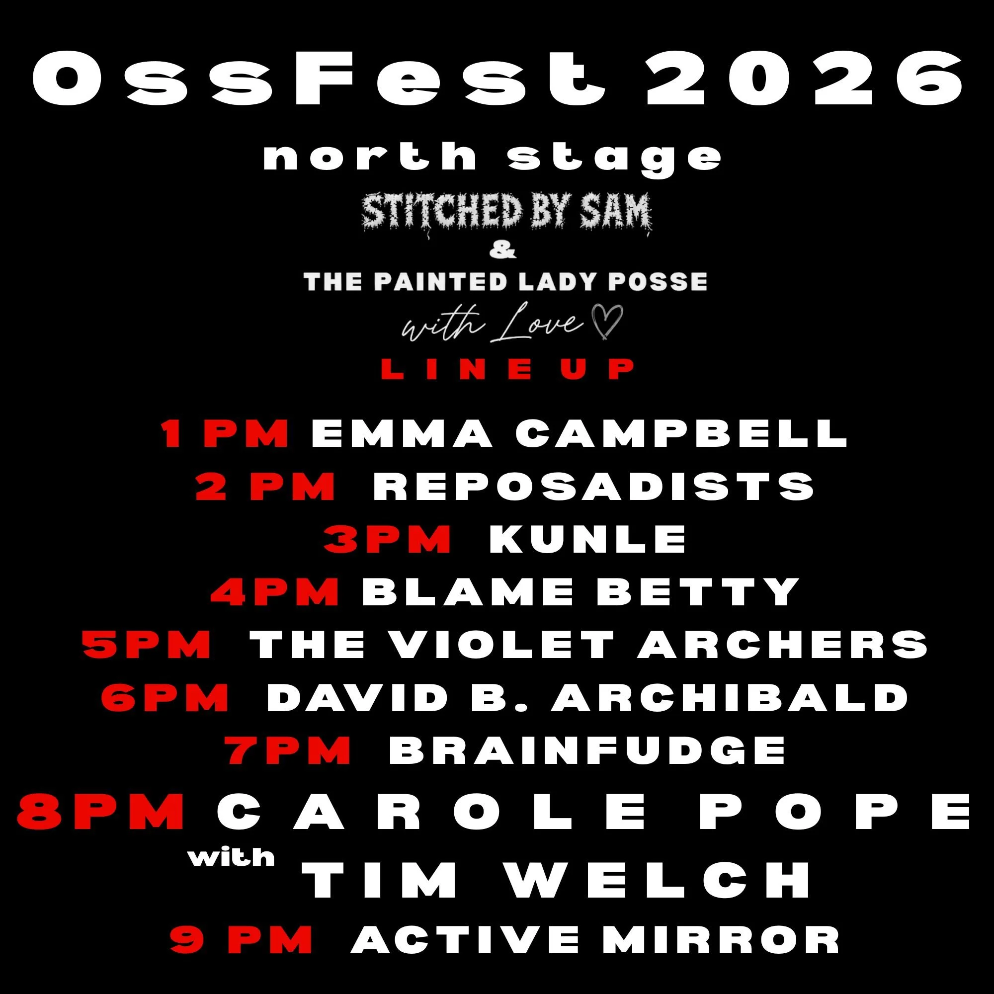🎶 OSSFEST 2026 – NORTH STAGE 🎶