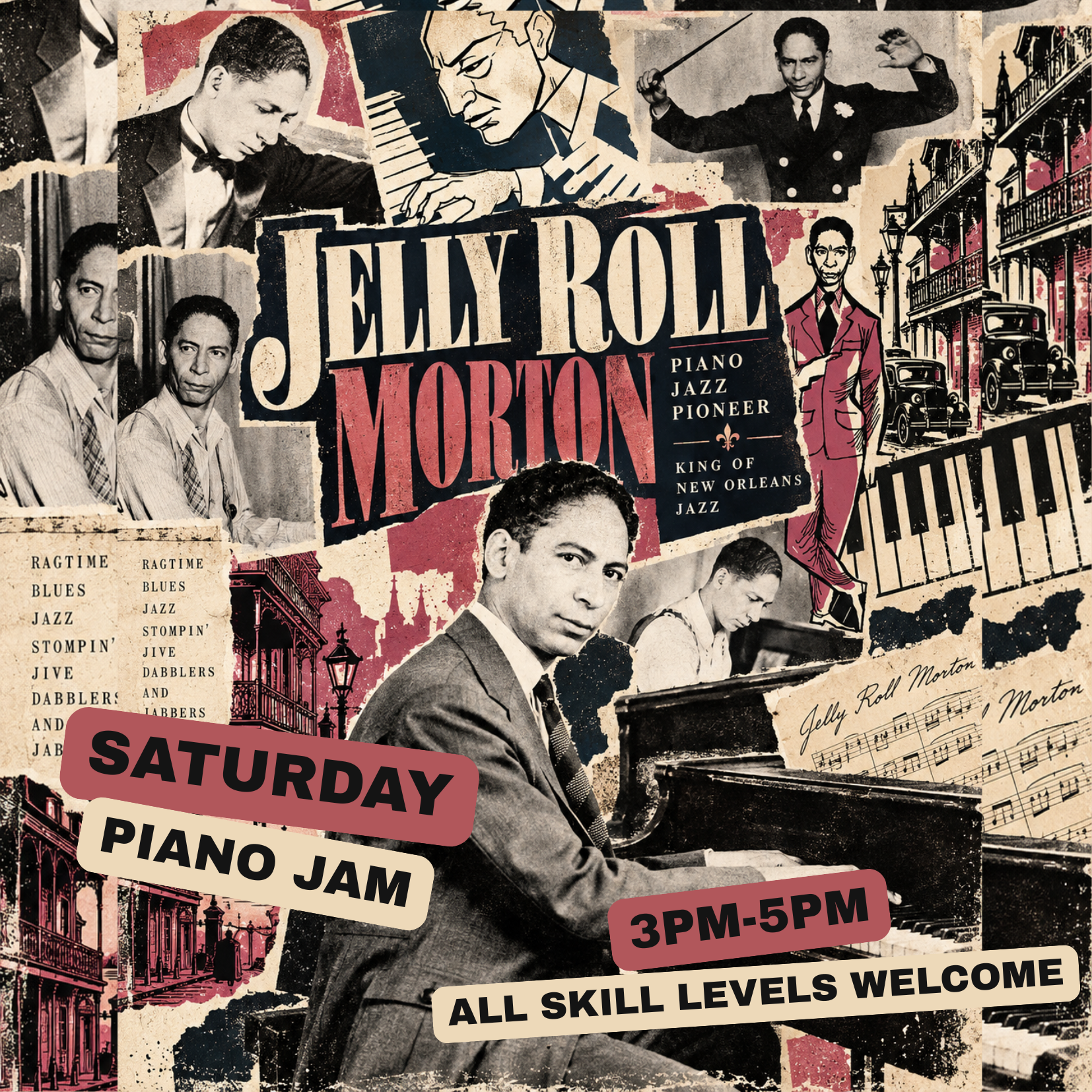 Jelly Roll Piano Jam! 3pm-5pm