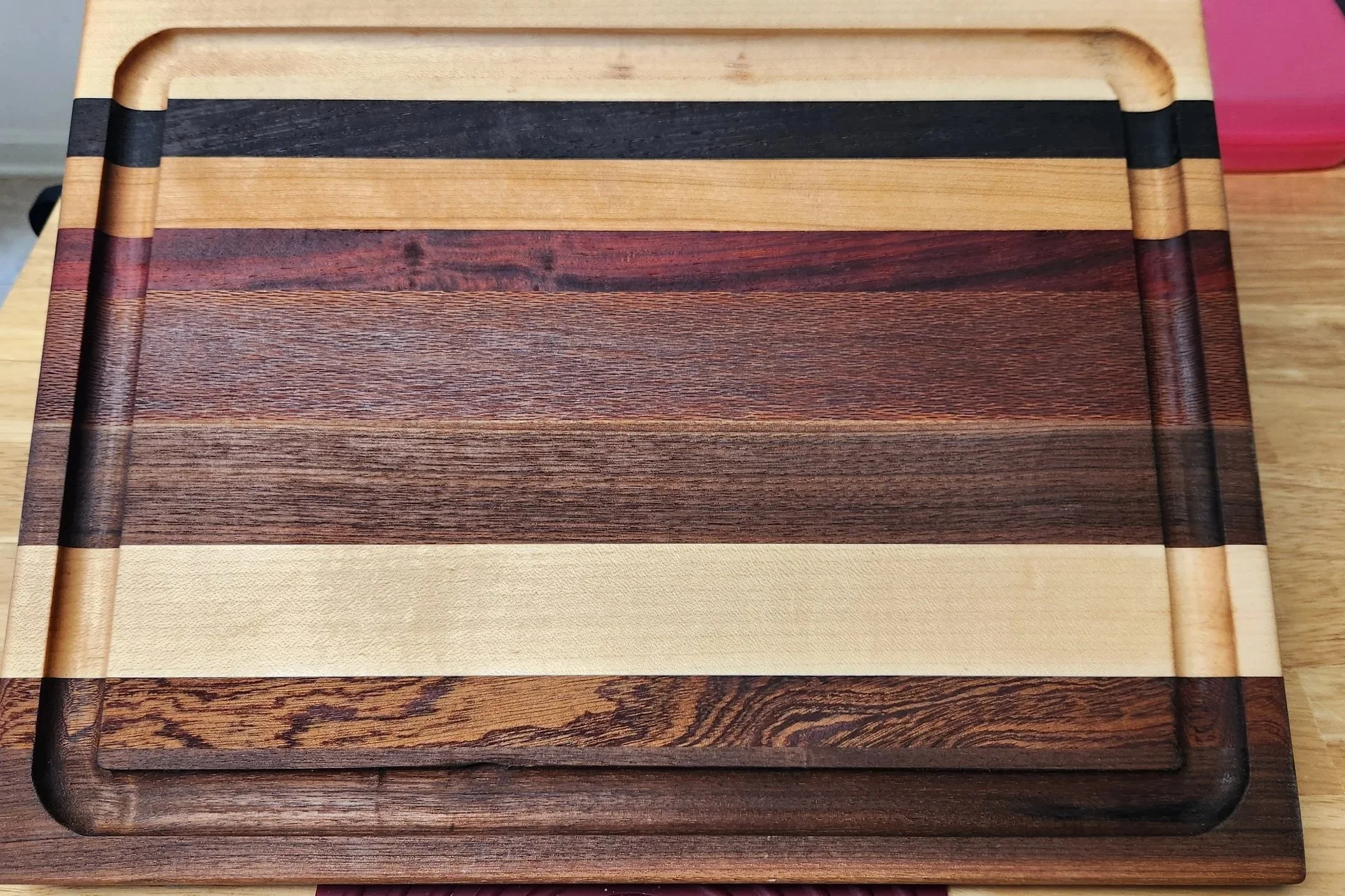 Edge Grain Hardwood Cutting Board, Walnut, Sapele, Maple, Leopardwood, Padauk, Cherry, and Wenge
