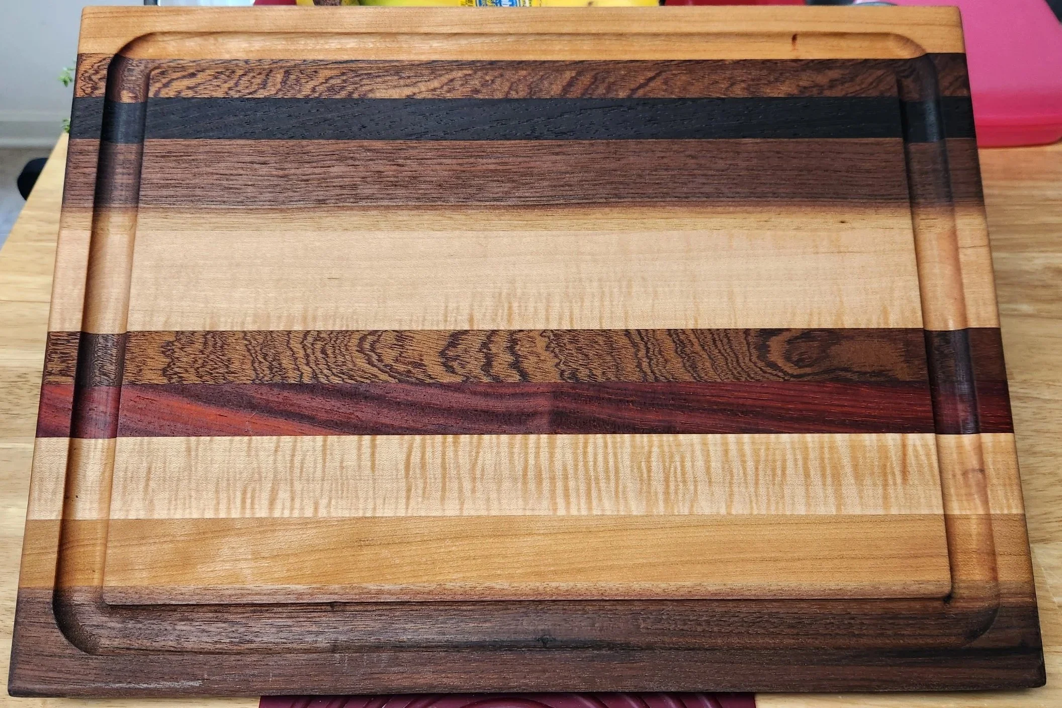 Edge Grain Hardwood Cutting Board, Walnut, Cherry, Maple, Padauk, Sapele, and Wenge