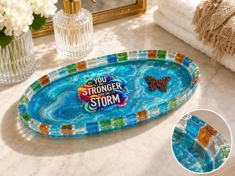 Stronger Than the Storm - Handcrafted Resin Trinket Tray