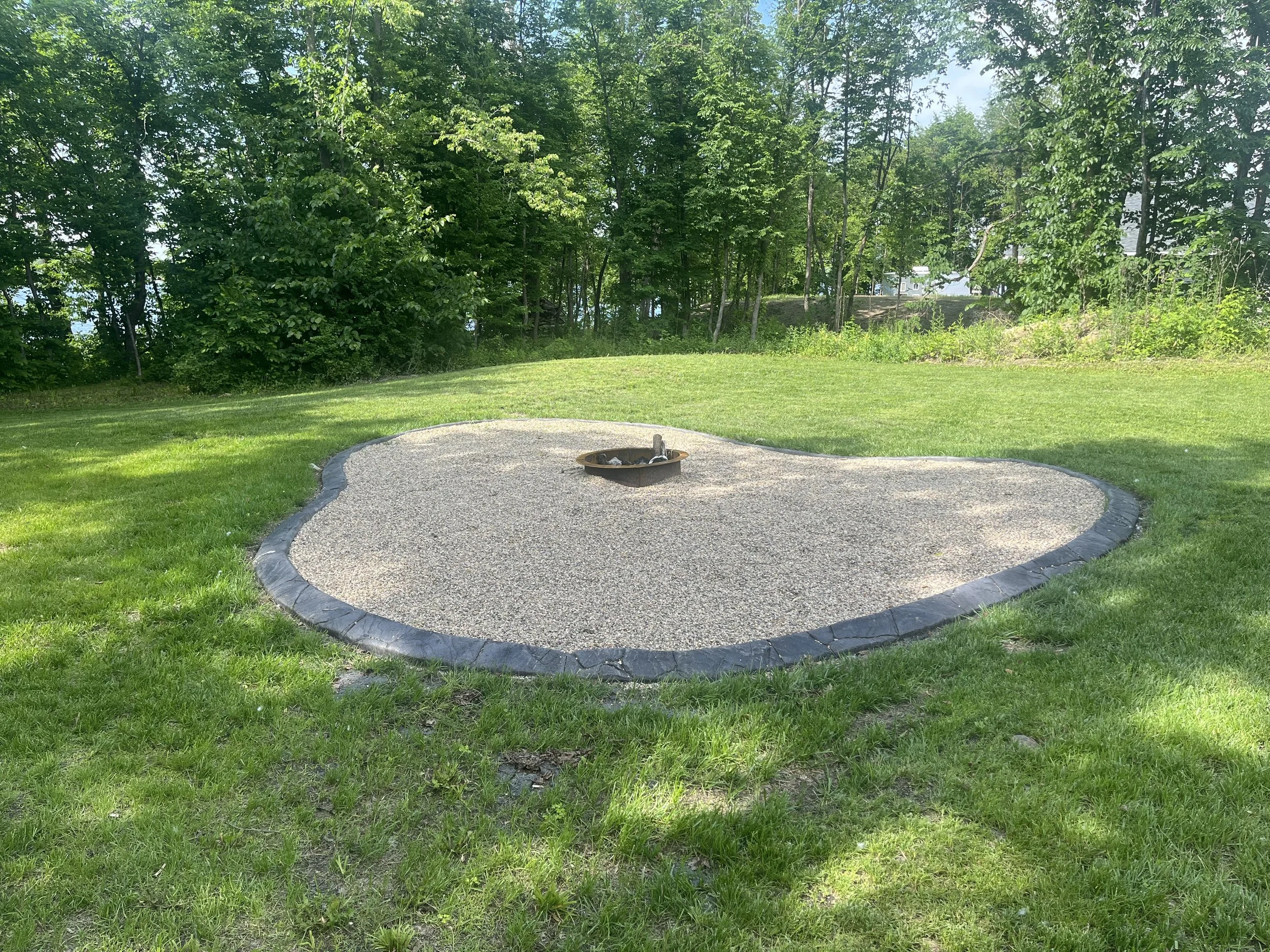 North Shore Slate Outdoor Firepit Area Custom Concrete Landscape Curbing
