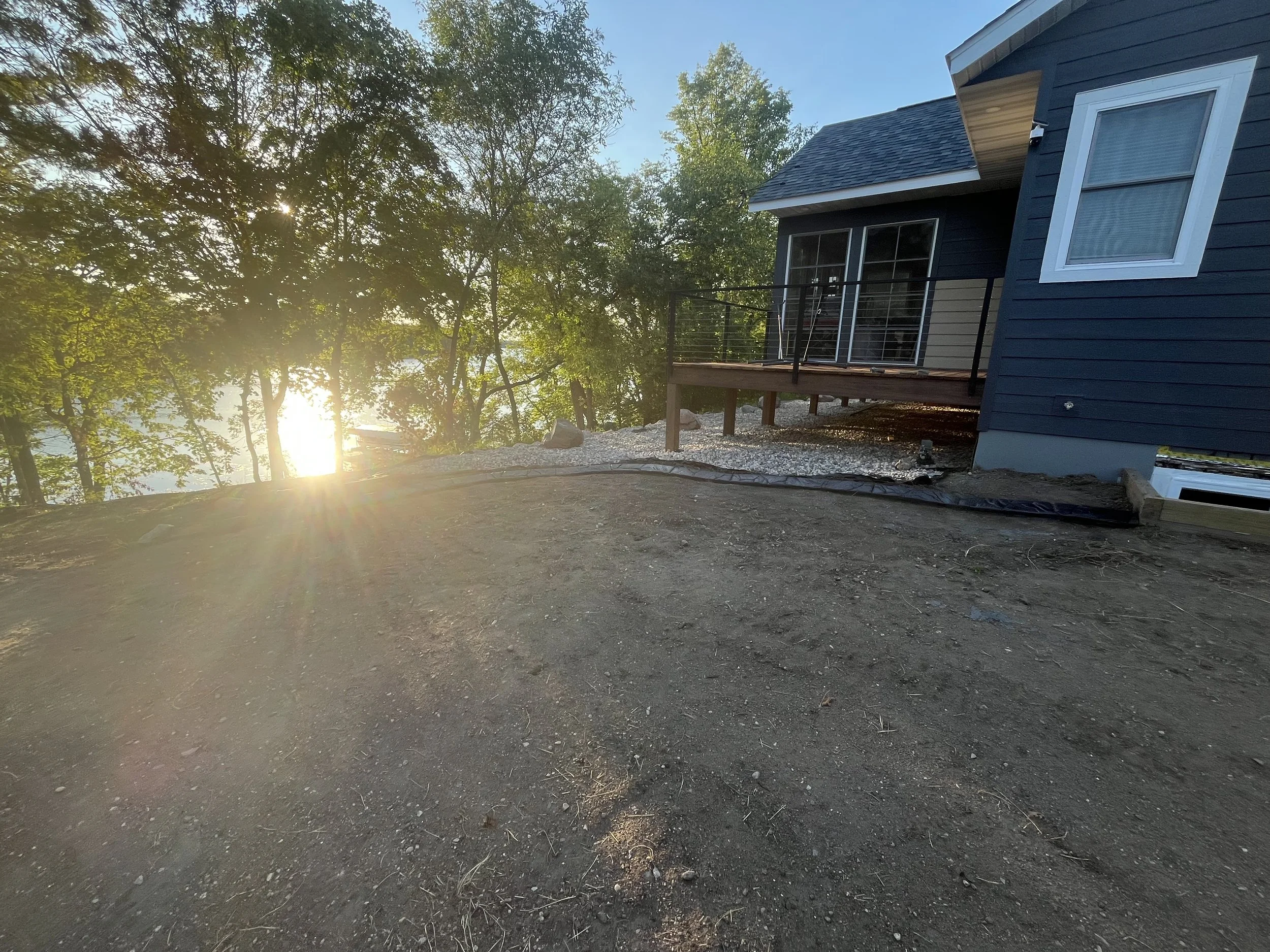 Custom Concrete Landscape Edging with Sunset in Lakes Area Minnesota