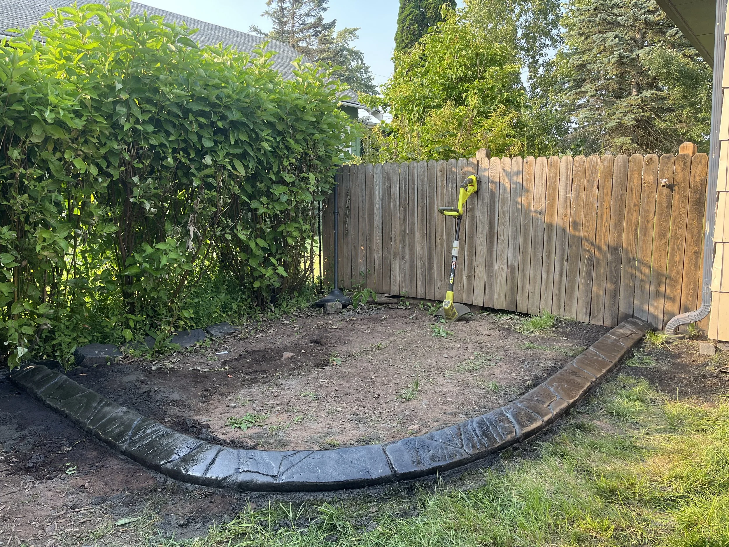 Patio Area Custom Concrete Landscape Edging
