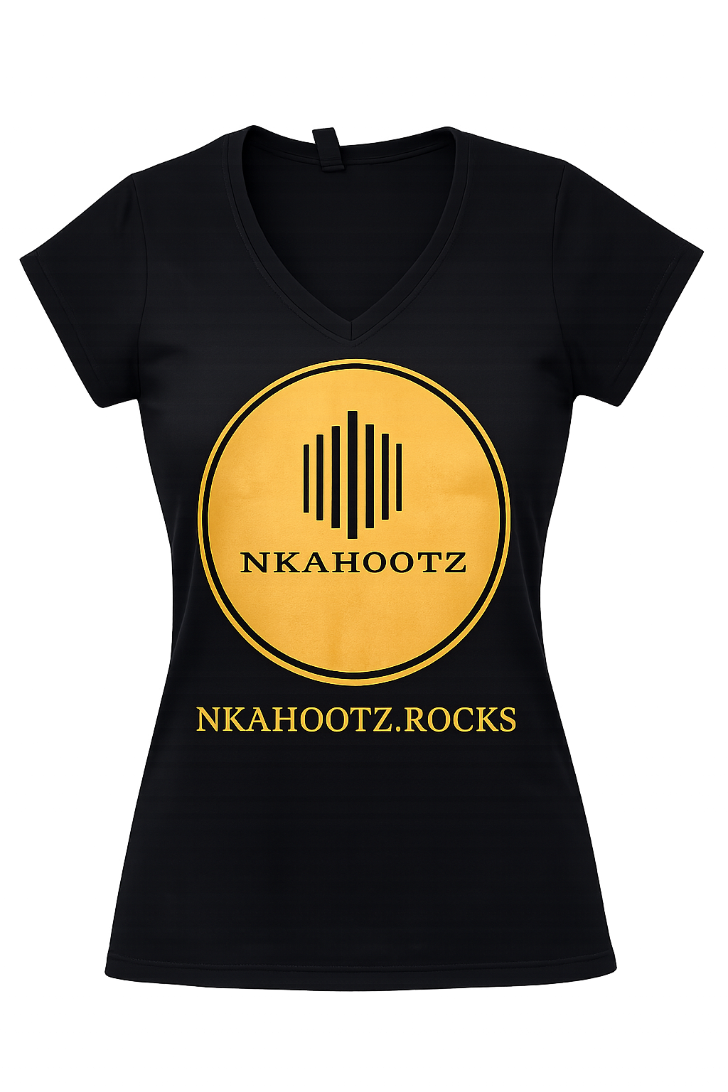 Nkahootz Ladies Black V-Neck T-Shirt - Gildan.png
