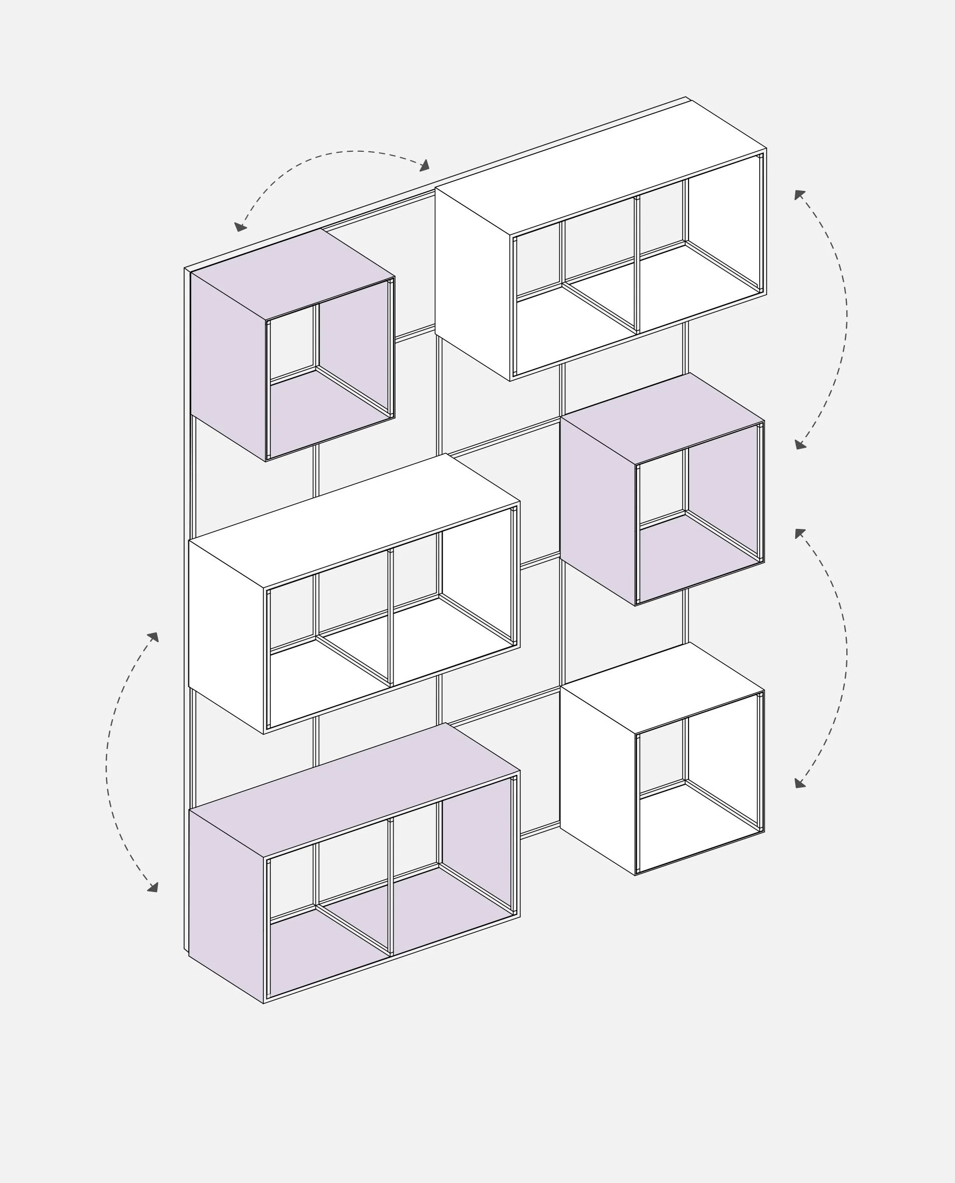 Elementi police debljine su 4 mm
navlače se na metalnu konstrukciju od 8 mm,

Elementi se postavljaju prema potrebama korisnika
i nisu trajno pričvršćeni za konstrukciju.
