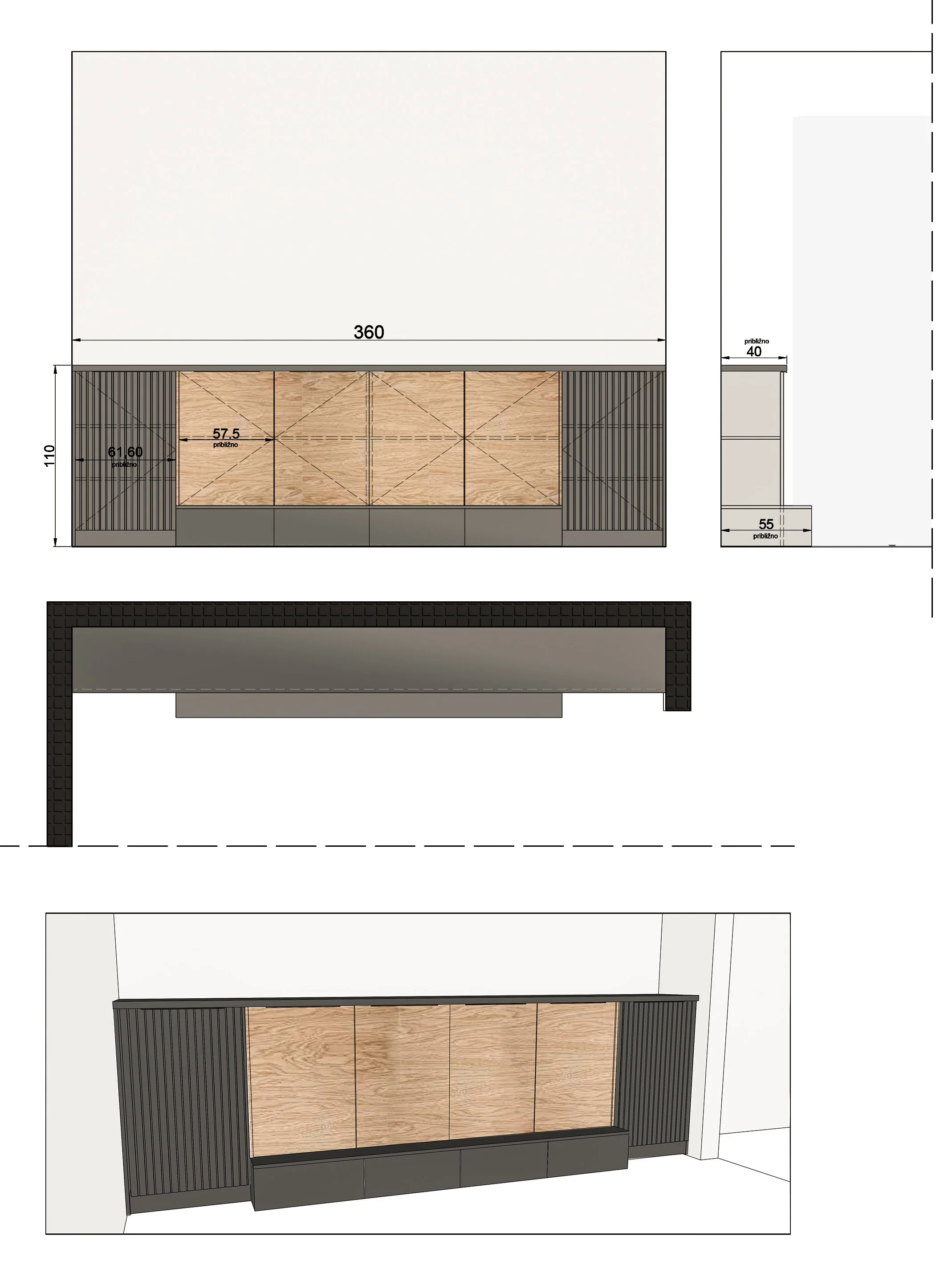A custom-designed sideboard, crafted from veneered and painted MDF
