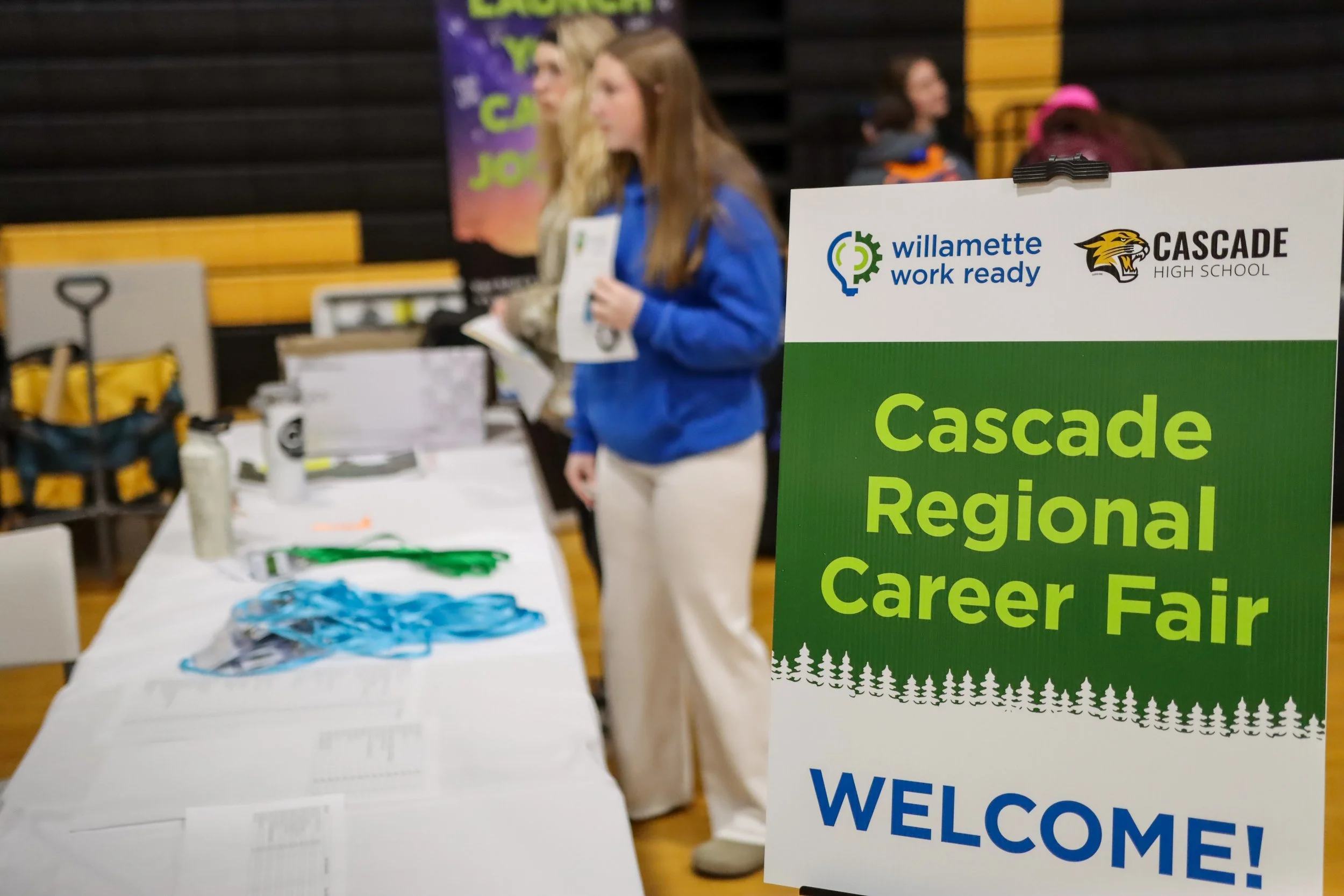 Welcome sign for Cascade Regional Career Fair