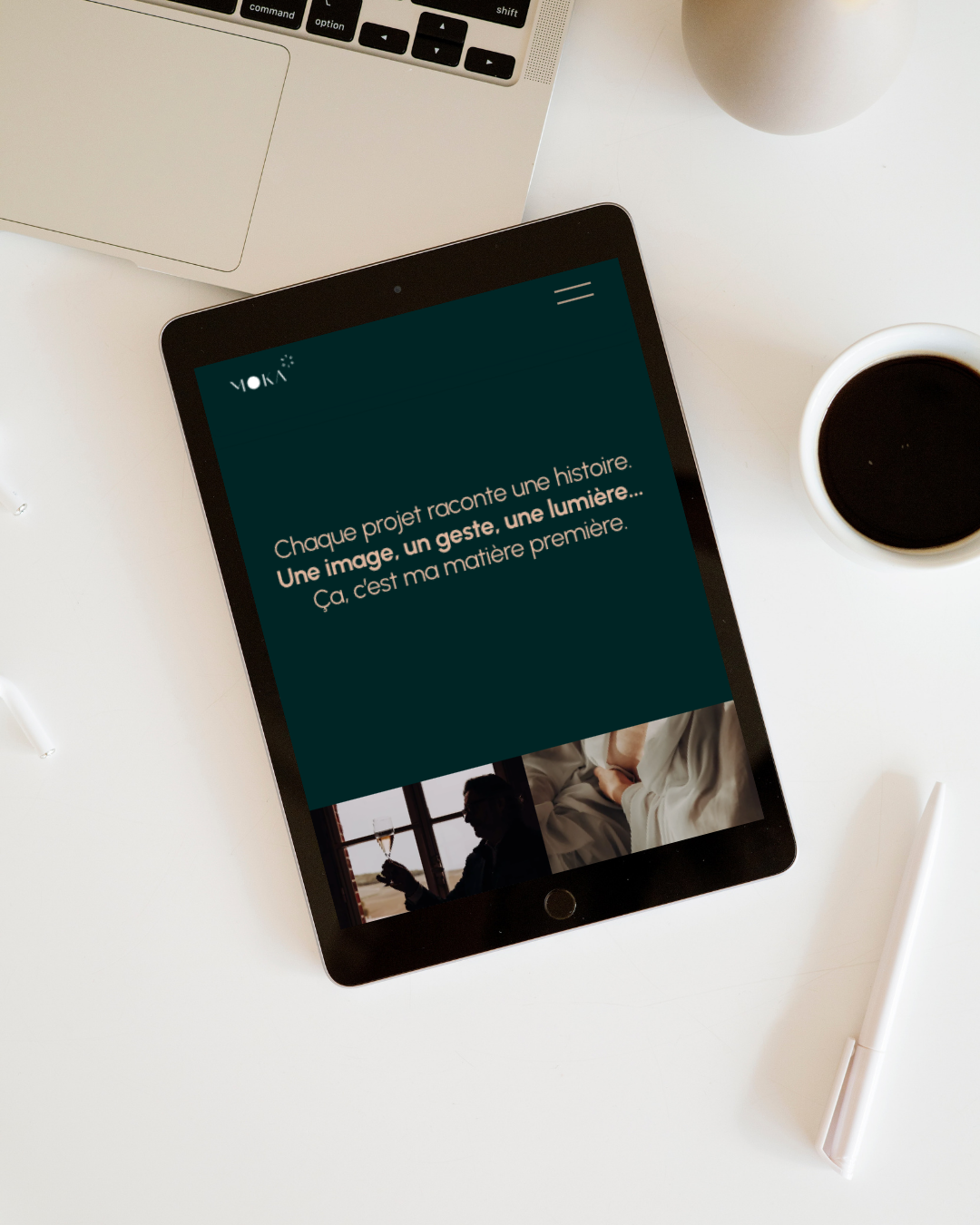 Mock up du site web de Studio Moka sur tablette par Studio Moka