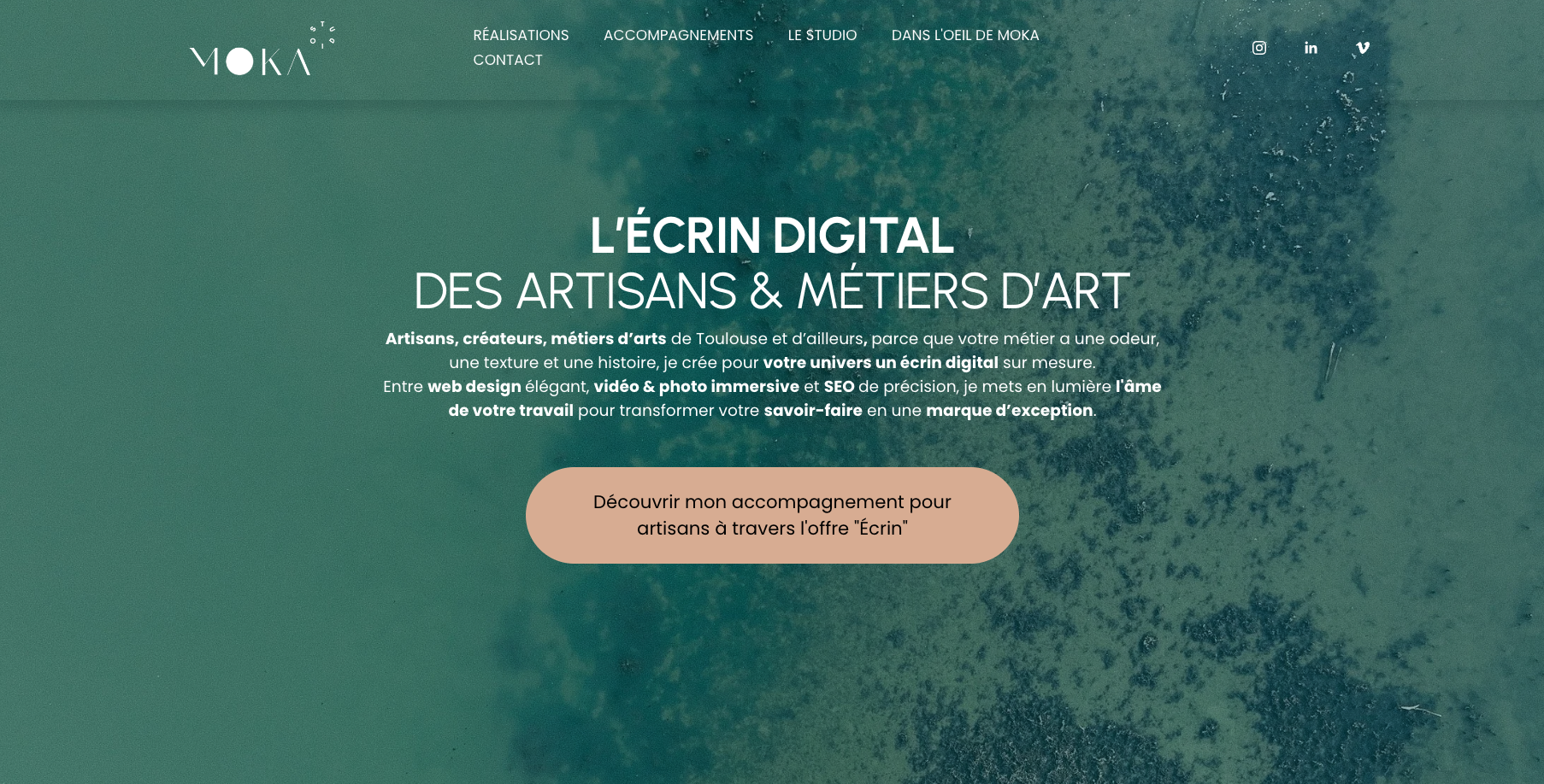 Extrait de la home page du site web du Studio Moka par Studio Moka