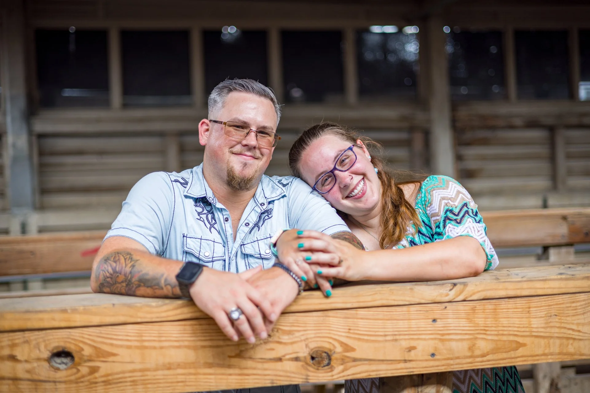 Couple Smiling at Engagement Shoot