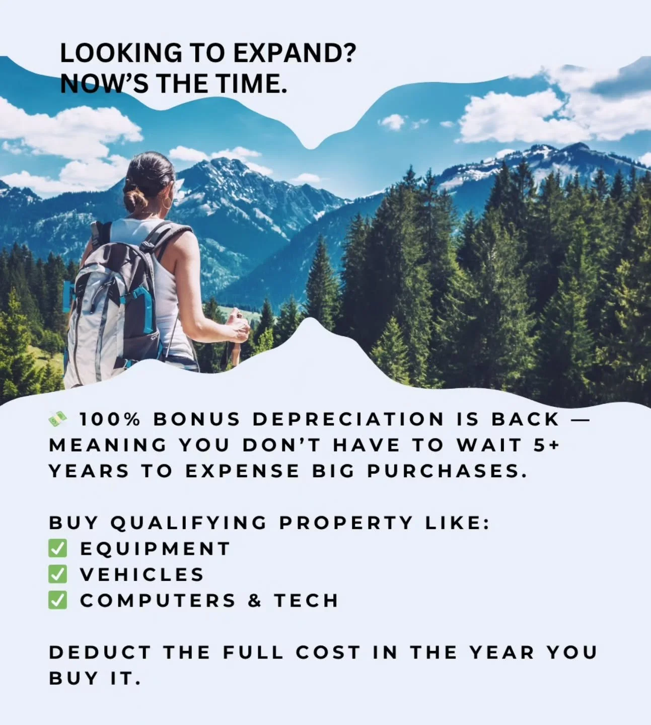 More cash flow. Bigger write-offs. Smarter growth.

#PathfinderAccounting #BonusDepreciation #TaxWin2025 #WriteItOff #SmallBizGrowth #Bookkeeping #OBBBA