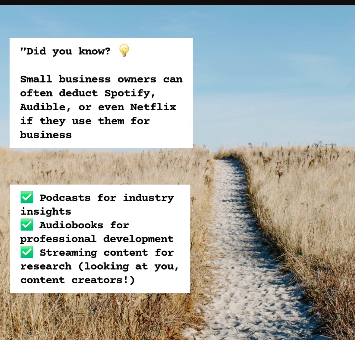 Just make sure it's actually work-related &mdash; binging reality TV probably won&rsquo;t fly. 😉

#TaxTips #SmallBusinessLife #TaxDeduction #PathfinderAccounting