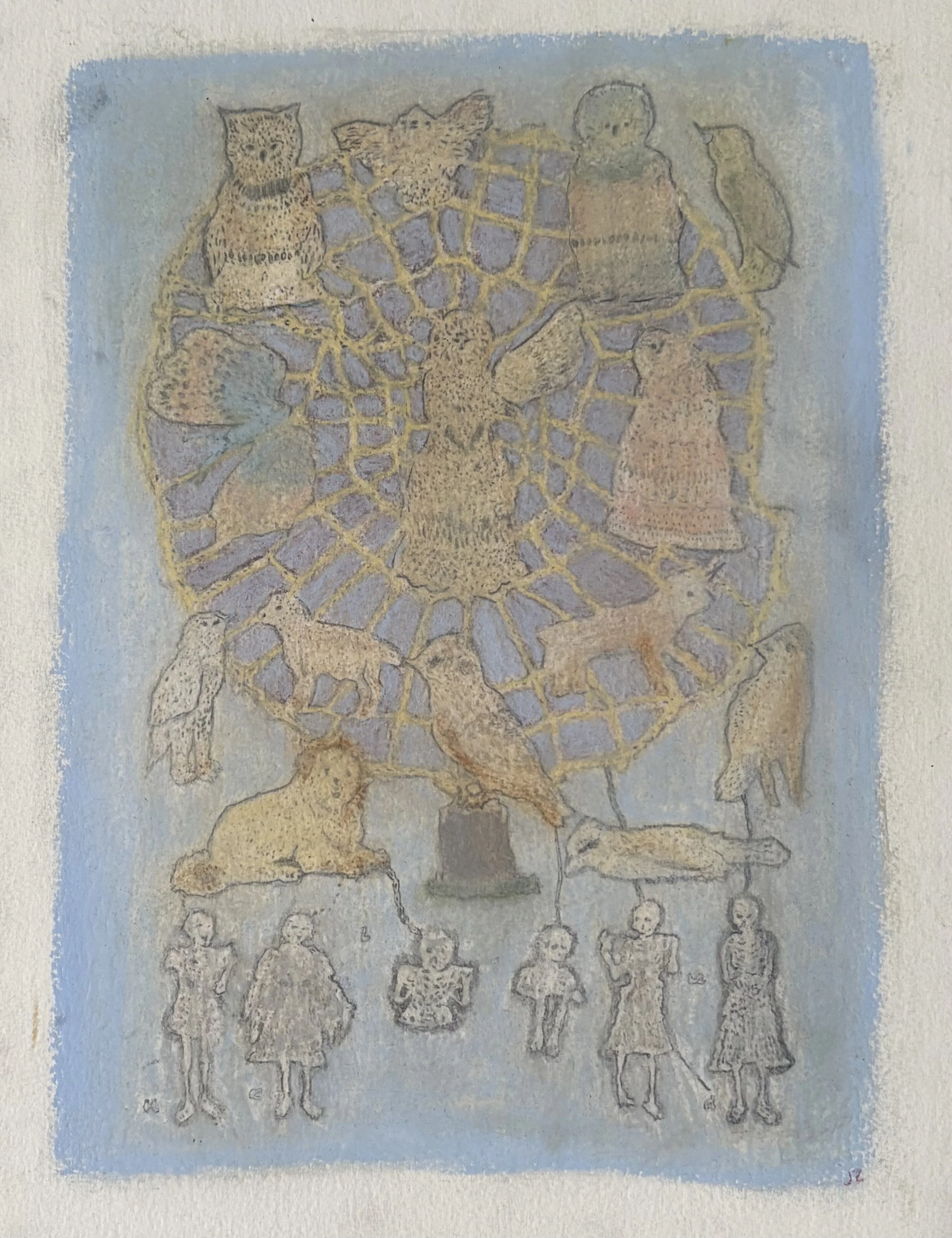 Jacquelin Zazueta 
Family Web, 2025 
Graphite, oil pastel on paper 
19 x 15.5 inches framed