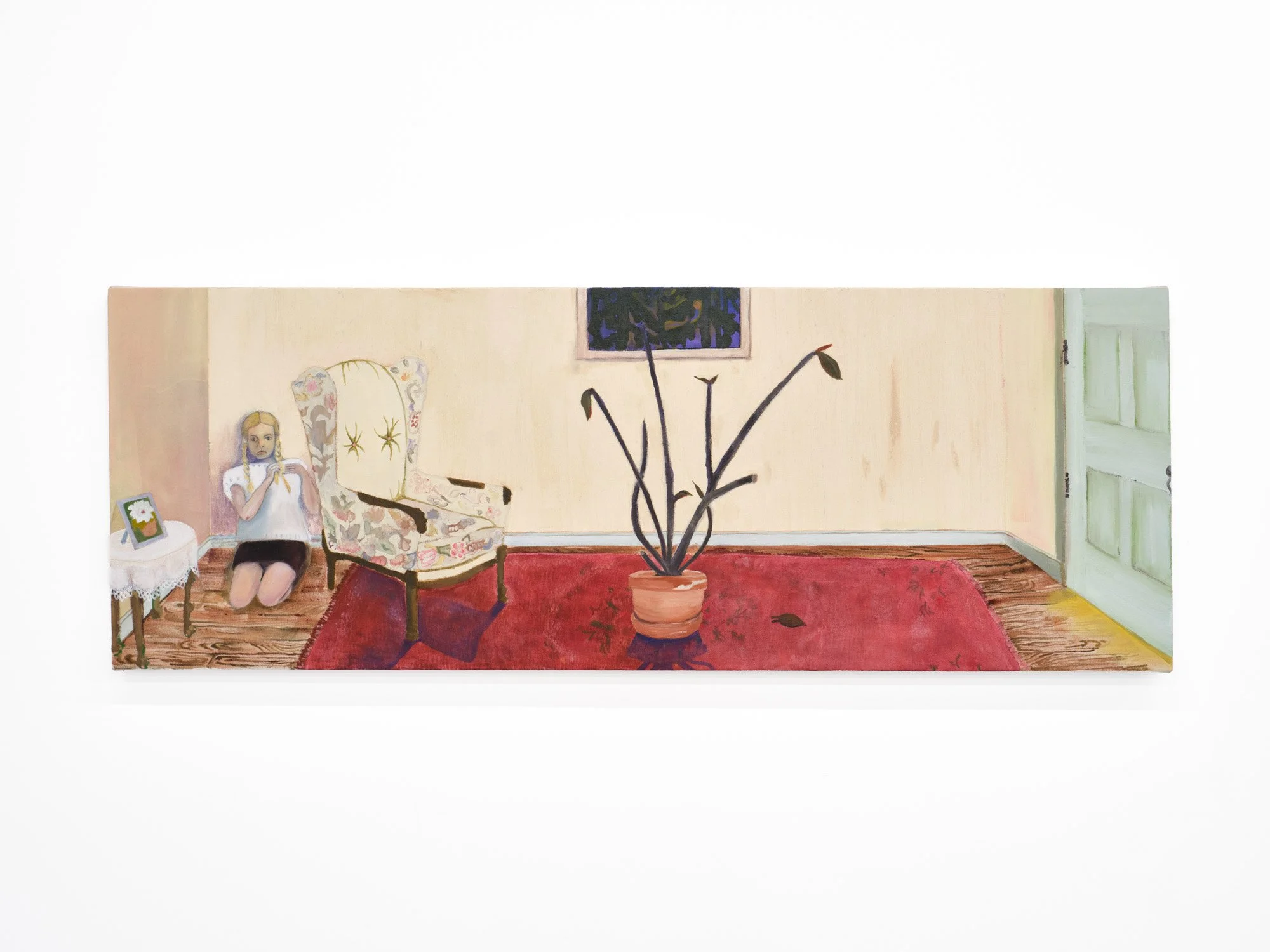 Rowan Howe 
Low Light Plants, 2026 
Acrylic, watercolor pencil, and oil on canvas 
18 x 50 inches