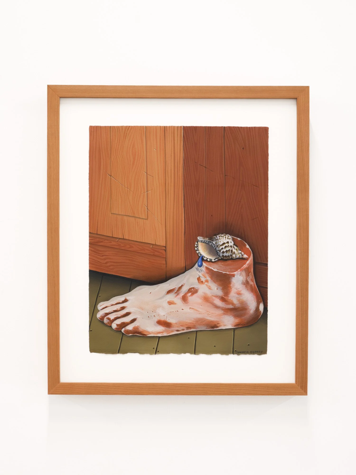 Conner O'Leary 
Altar at the End, 2026 
Acrylic on paper framed with museum glass 
17 x 14 inches framed