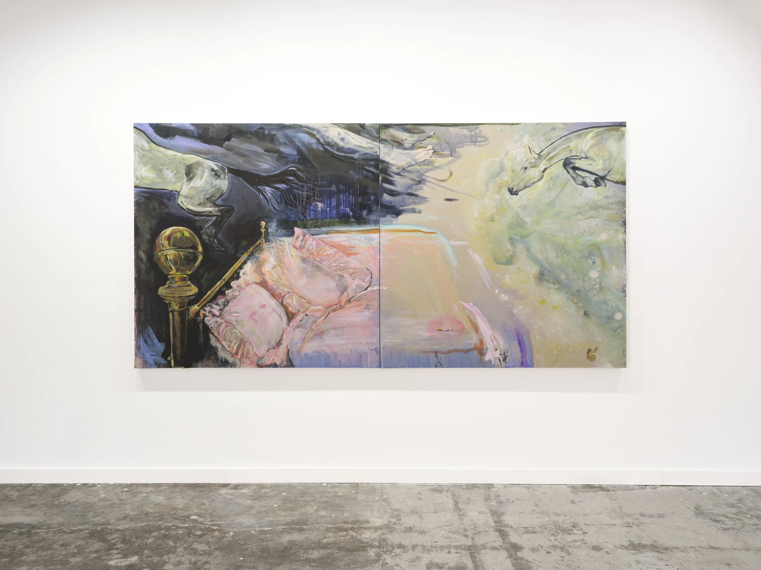 Moll Brau 
The Leaping Saga of a Prayer, 2026 
Acrylic on Linen 
60 x 120 inches