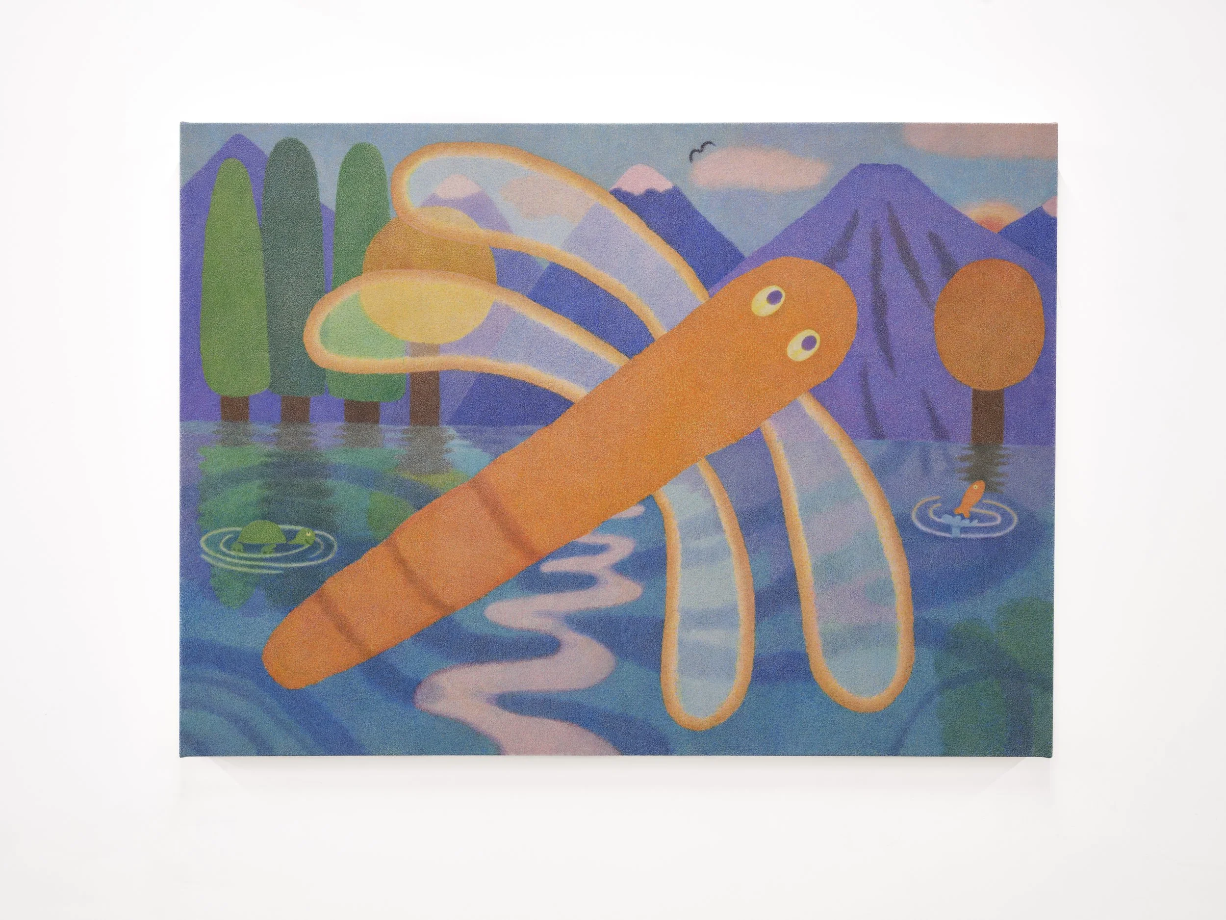 Payton McGowen 
Riding the Wind, 2025 
Caran d'ache crayons and colored pencil on canvas 
36 x 48 inches