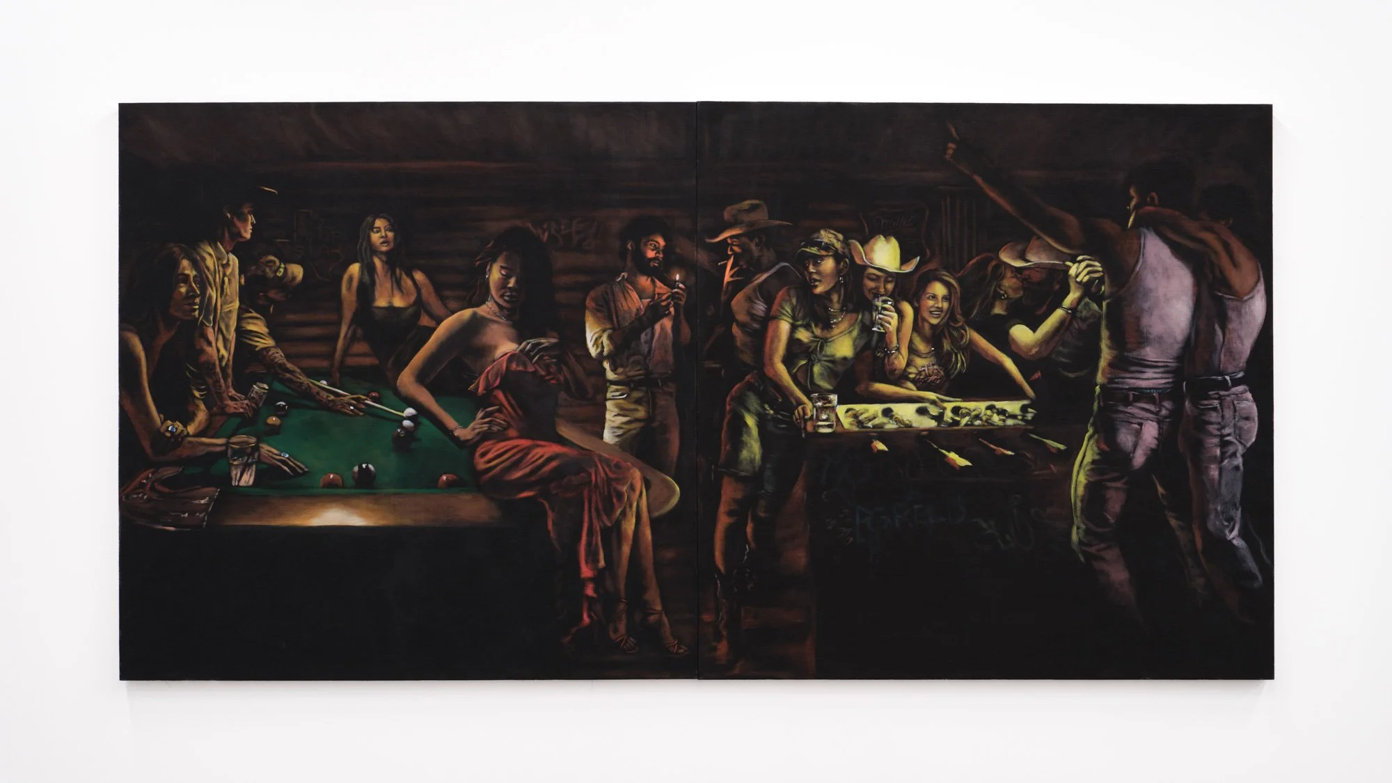 RF. Alvarez 
We're Still Here!, 2025 
Acrylic on raw linen 
48 x 96 inches