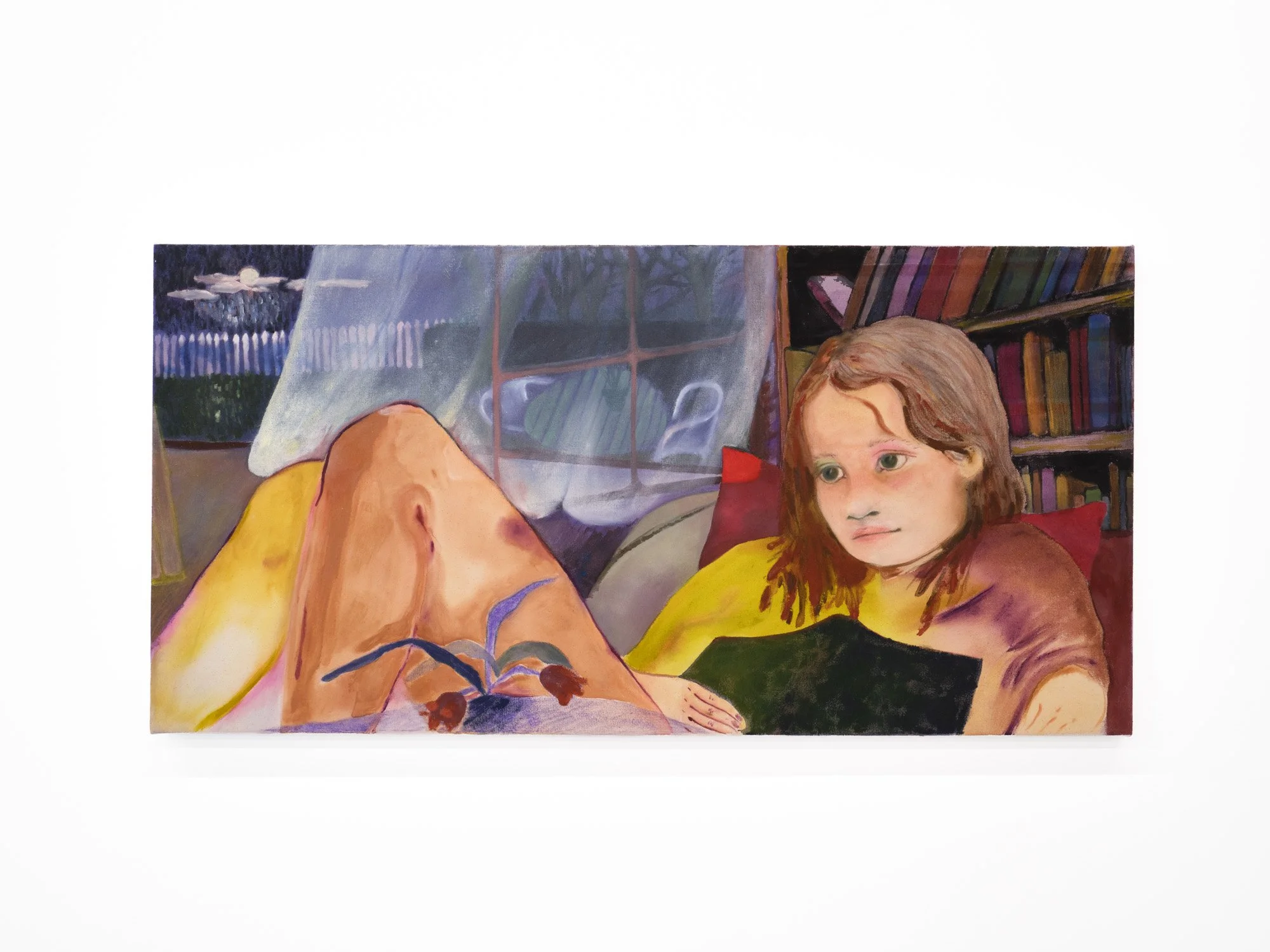 Rowan Howe 
Front to Back, 2026 
Acrylic, watercolor pencil, and oil on canvas 
18 x 36 inches