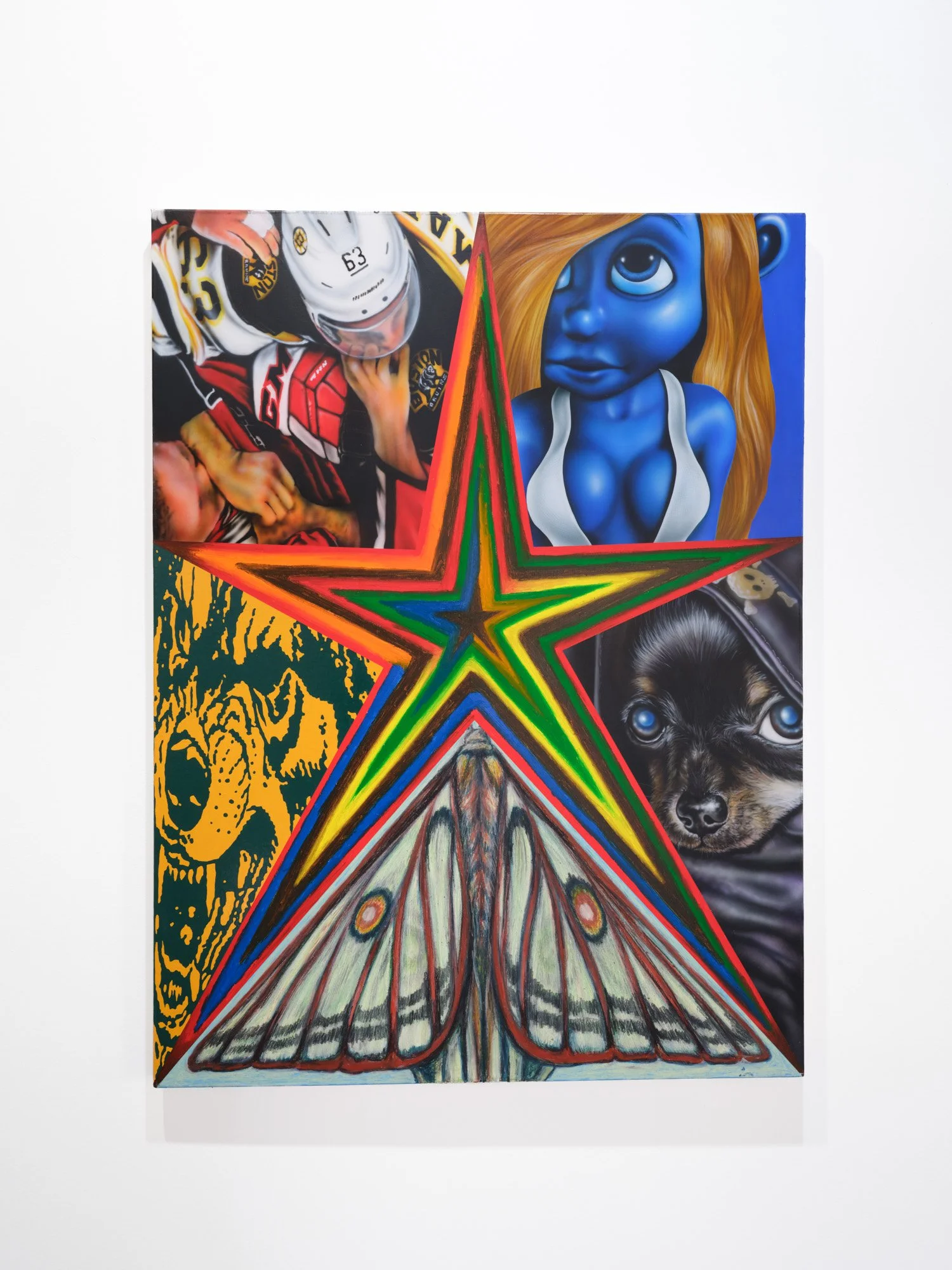Mia Scarpa 
Procedure, 2025 
Oil, acrylic, enamel, and pastel on canvas 
30 x 40 inches
