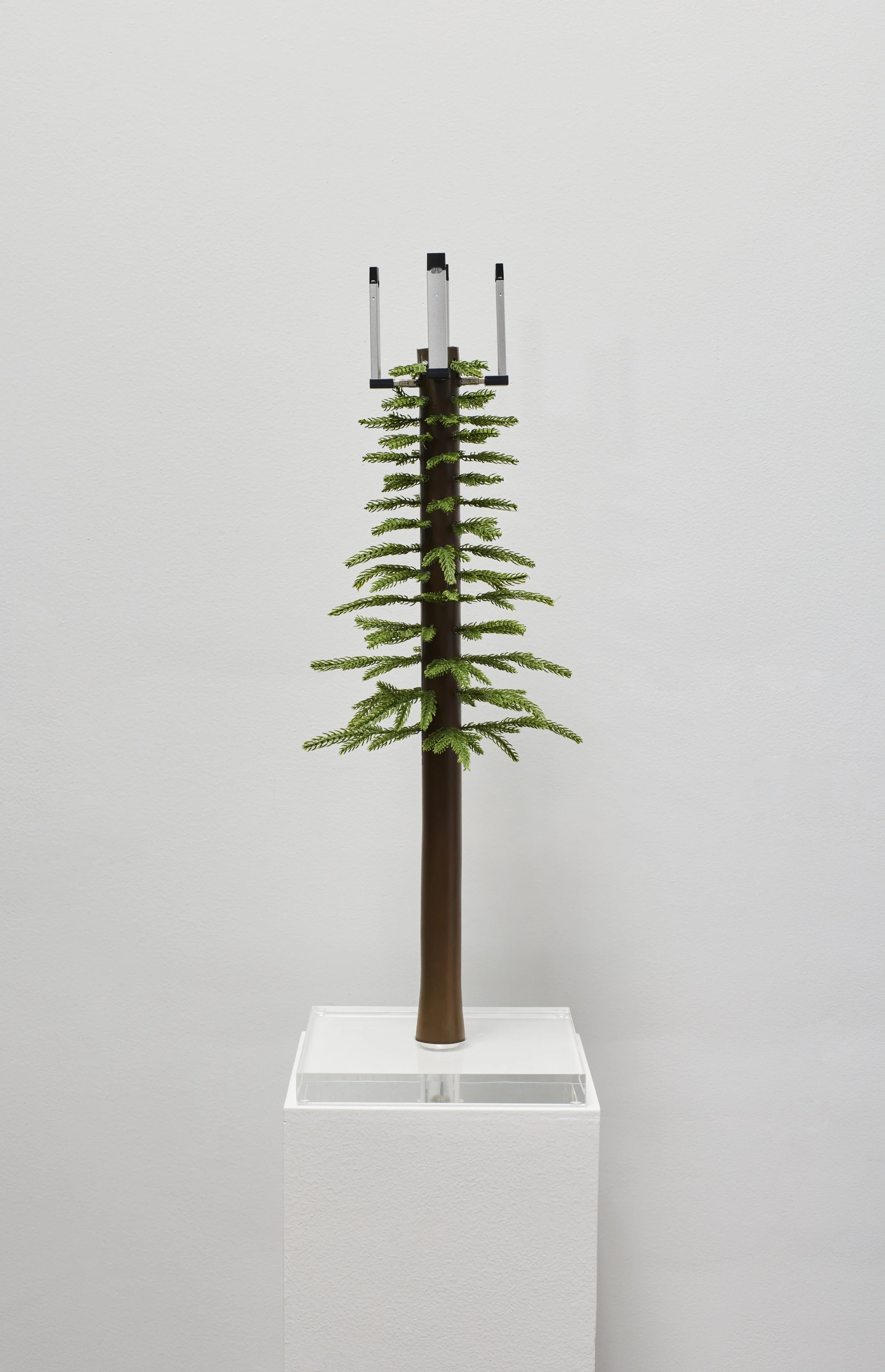 Sam Keller 
How bad for you could it be?, 2026 
Acrylic, PVC, faux pine, JUUL vapes, wiring, paint. 
26.25 x 9 x 9 inches