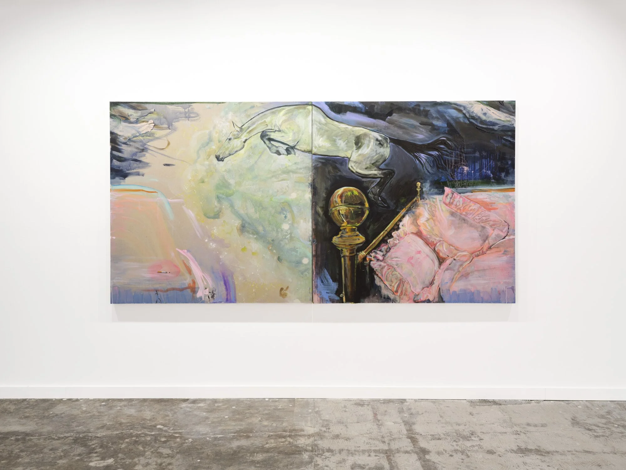 Moll Brau 
The Leaping Saga of a Prayer, 2026 
Acrylic on linen 
60 x 120 inches