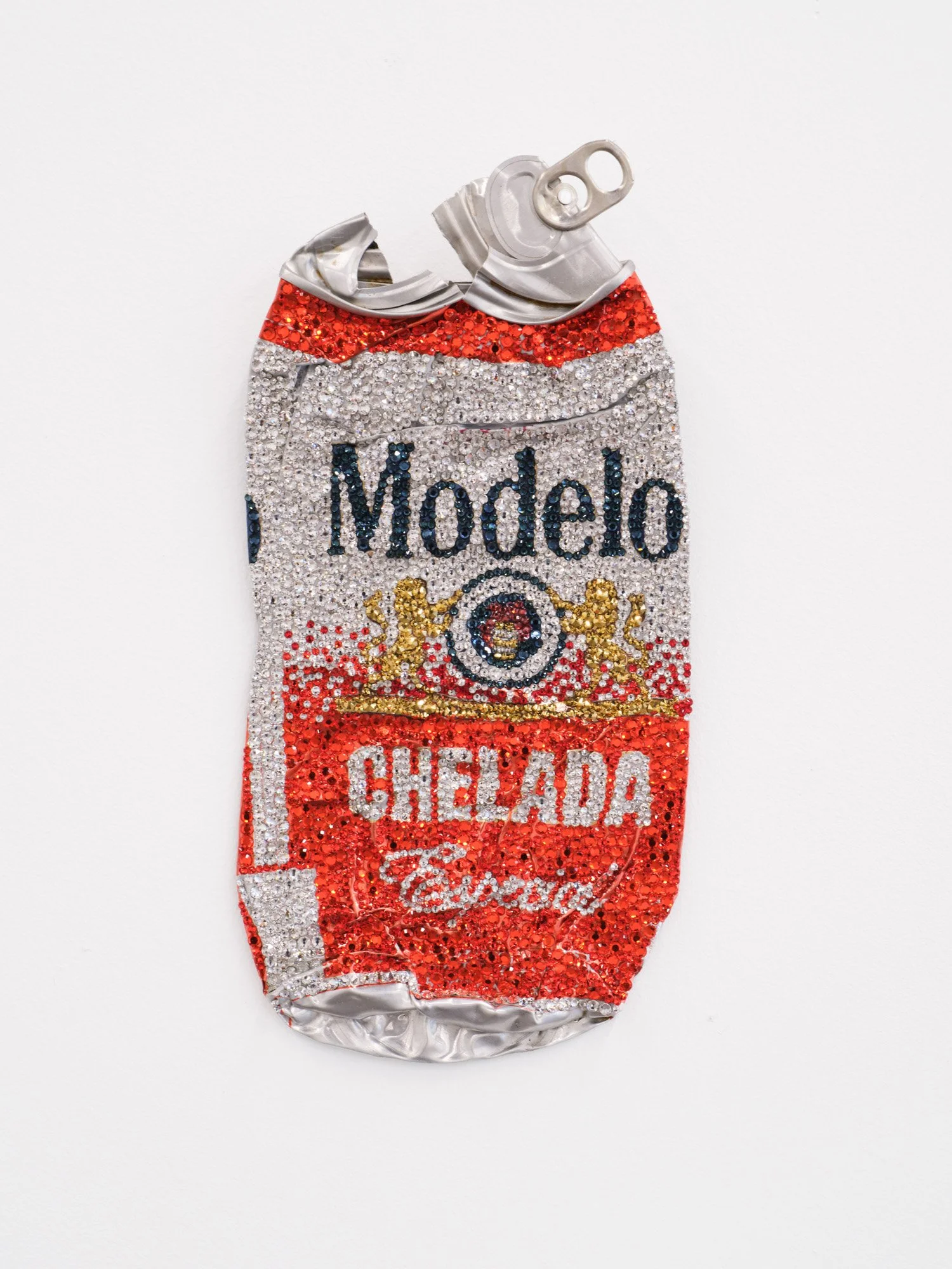Sam Keller 
Can (Modelo Chelada) , 2026 
Swarovski crystals on found can. 
9 x 4.25 inches