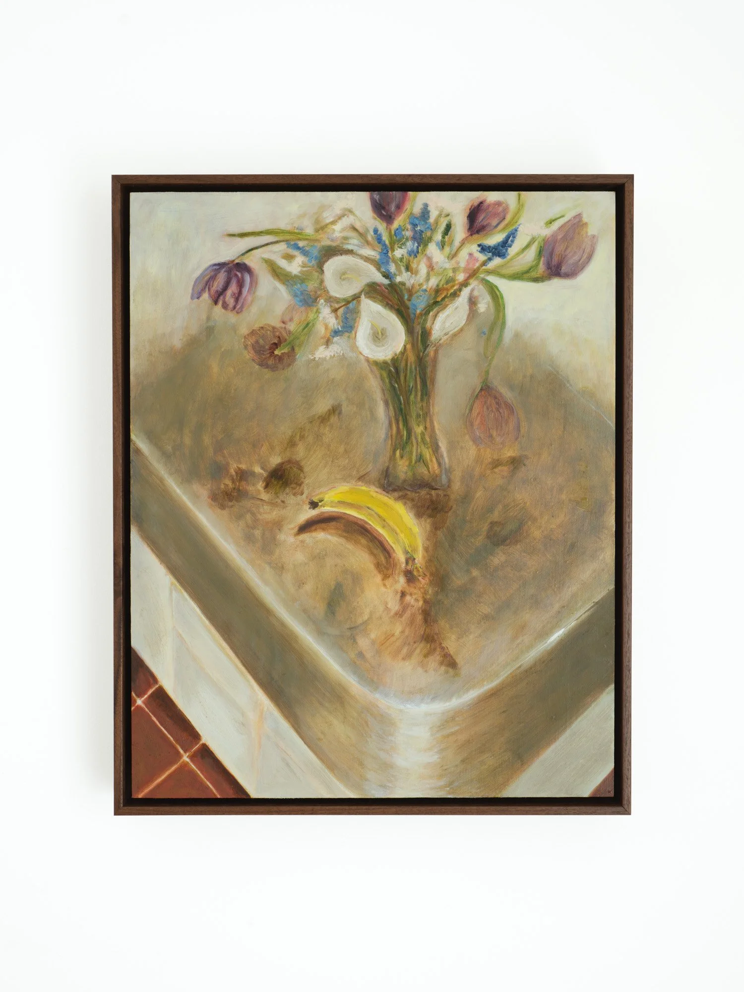 Kate LeSueur 
Banana with Flowers, 2026 
Oil on linen panel 
16 x 20 inches