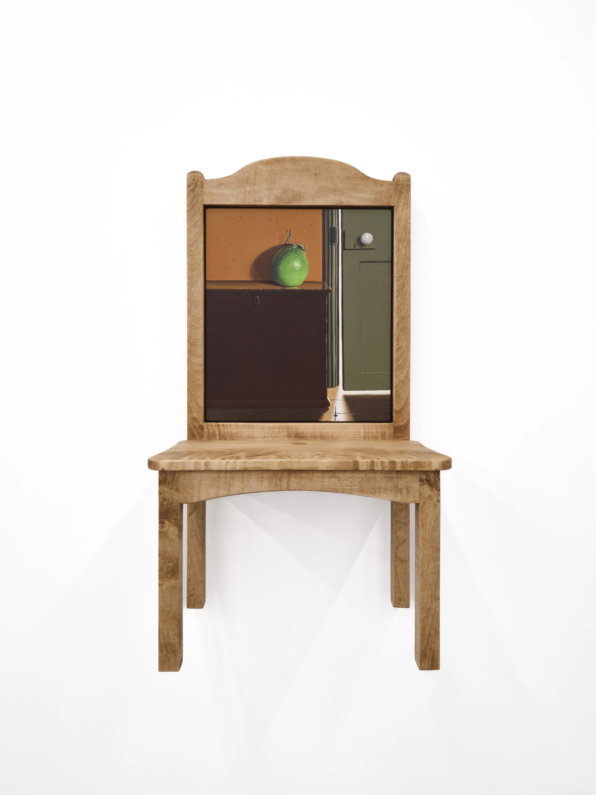 Conner O'Leary 
Seasonal Bliss, 2026 
Canvas on panel, maple 
H: 33 L:11 W: 18