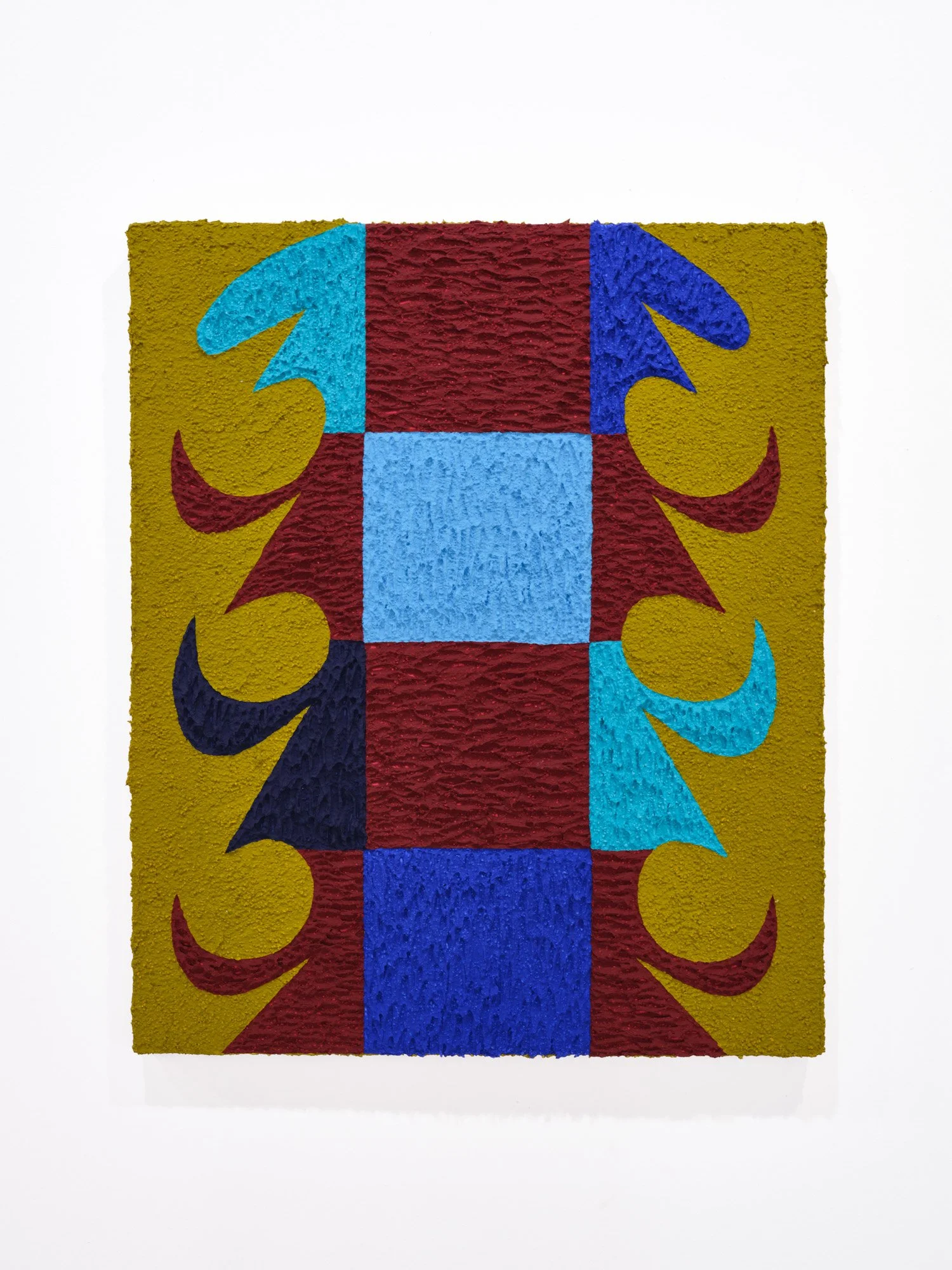 Carlos Rosales-Silva 
Border Intruder, 2025 
Crushed Stone and Glass Bead in Acrylic Paint on Panel 
24 x 20 inches