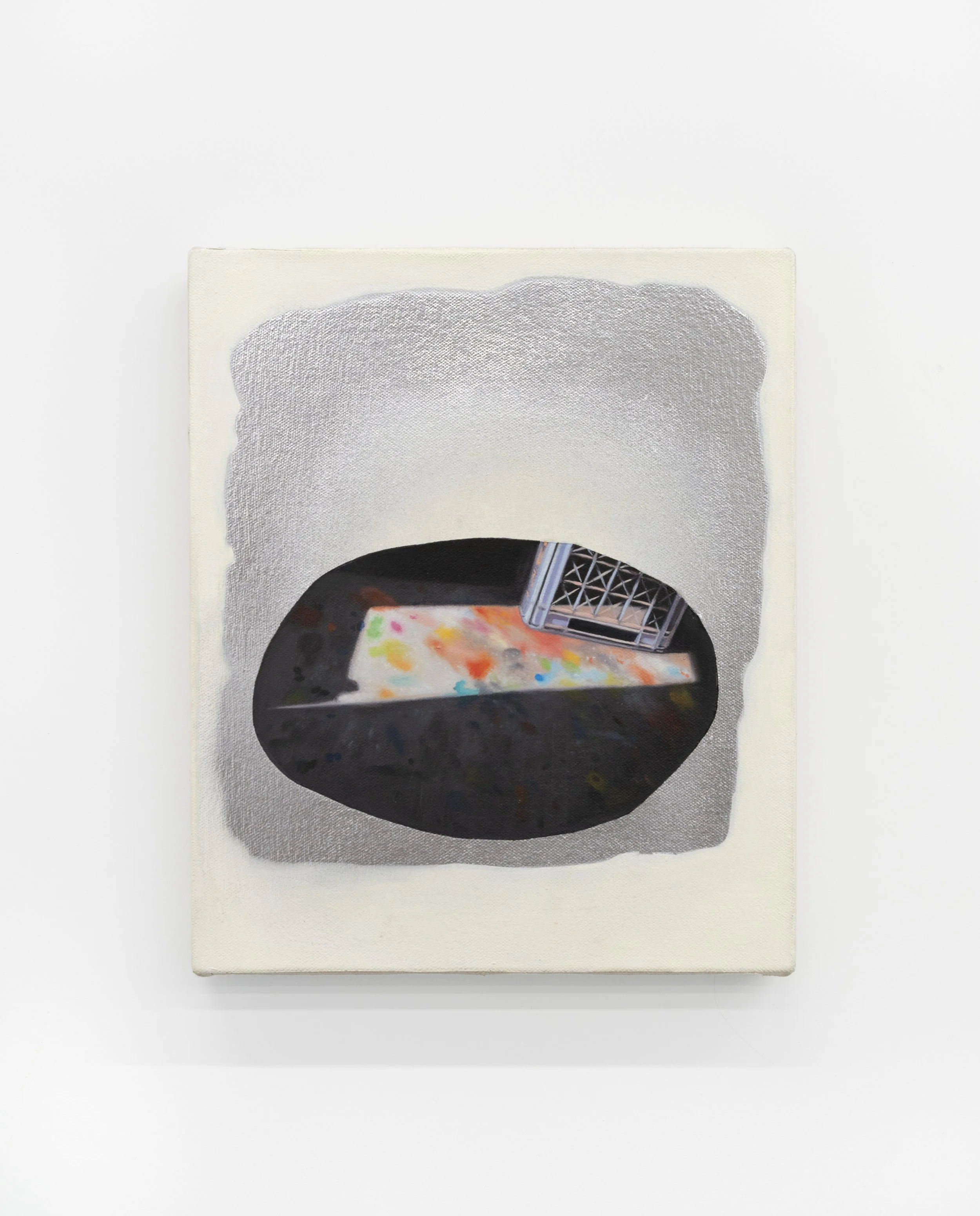 Calhan Hale 
softcase, 2025 
Acrylic, oil, and spray paint on canvas 
12 x 10 inches