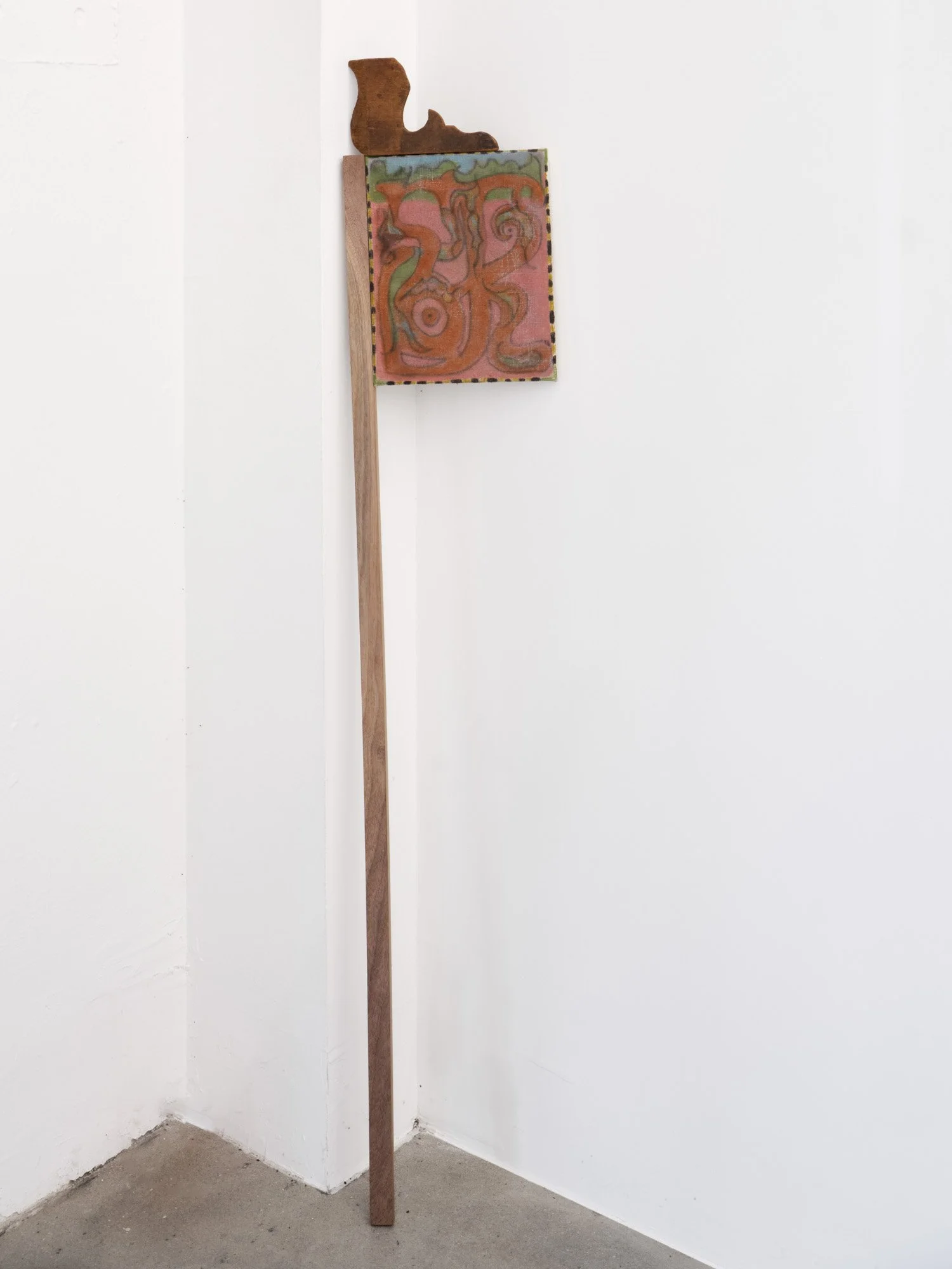 Barry Elkanick 
Galileo, 2026 
Oil pastel and graphite on linen with found wood 
50 x 9 inches