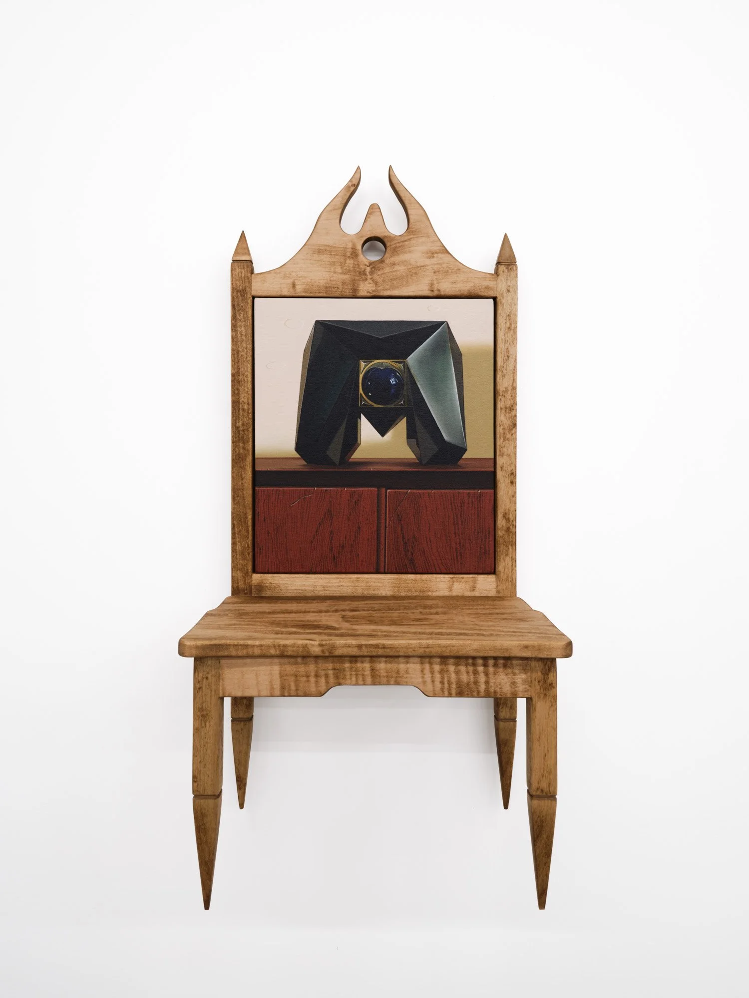 Conner O'Leary 
Perspective Altar, 2026 
Canvas on panel, maple 
H: 38 L:12 W: 18 inches